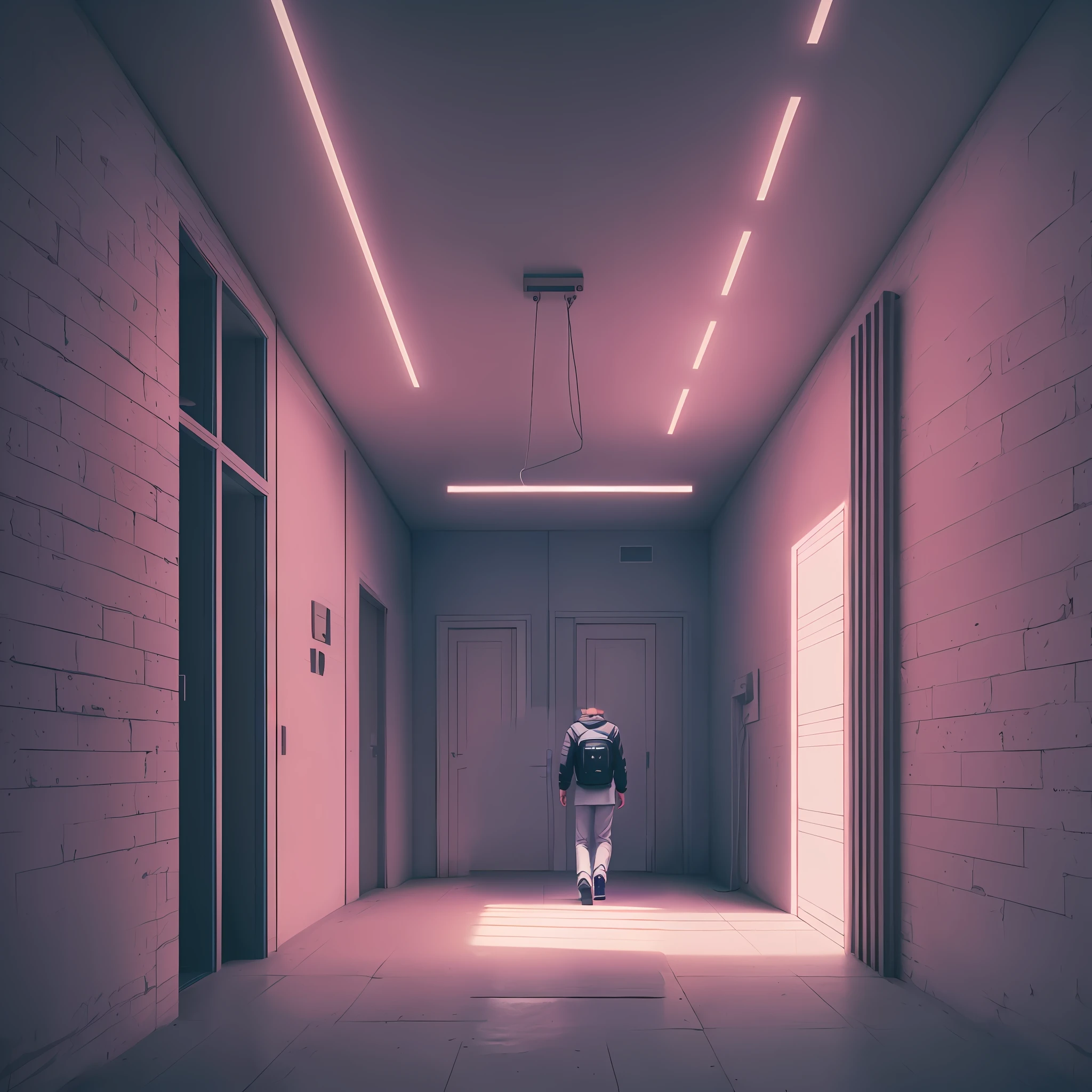 Boy with headphones walking towards, cinematic full body shot