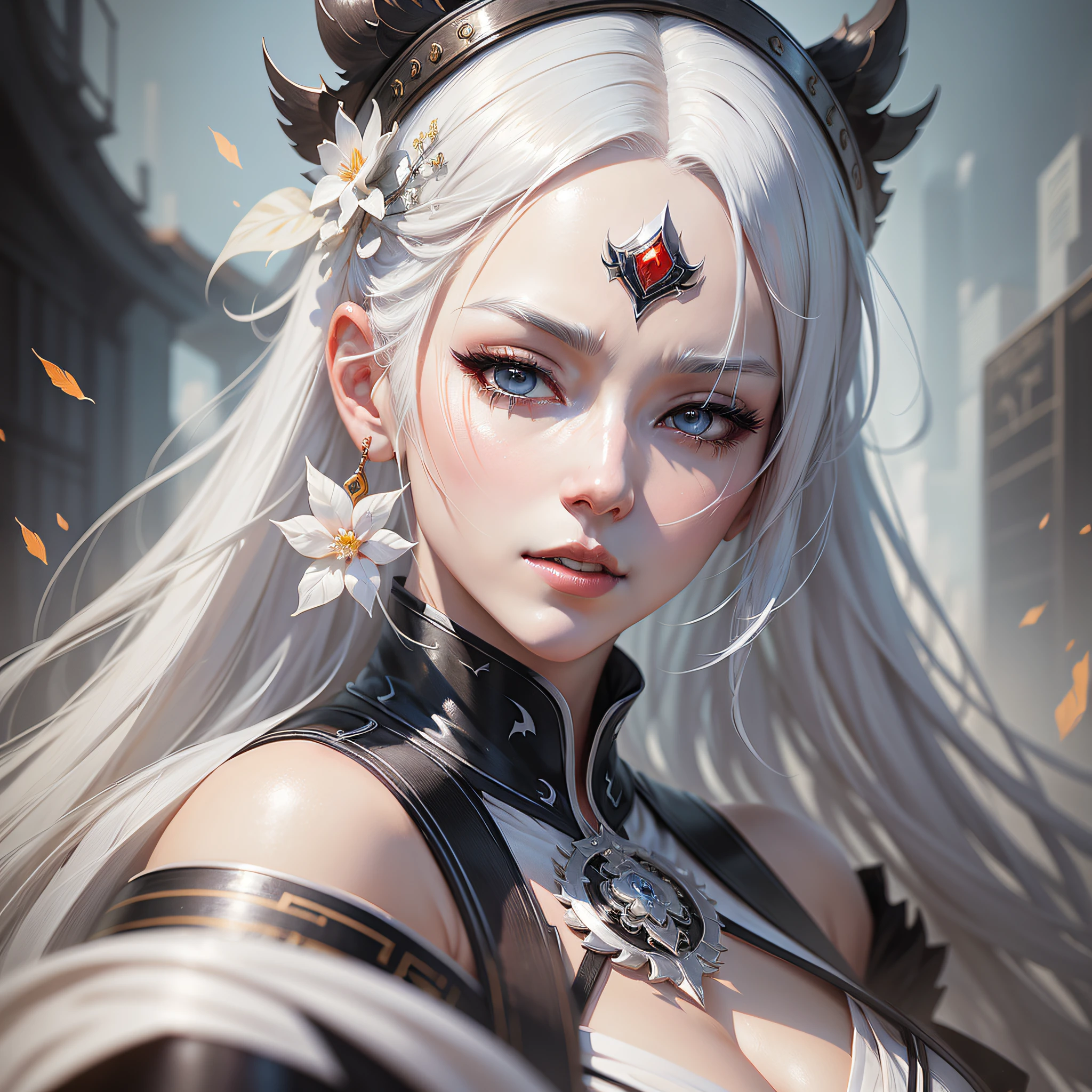 a close up of a woman with white hair and a white mask, beautiful character painting, guweiz, artwork in the style of guweiz, white haired deity, by Yang J, epic exquisite character art, stunning character art, by Fan Qi, by Wuzhun Shifan, guweiz on pixiv artstation