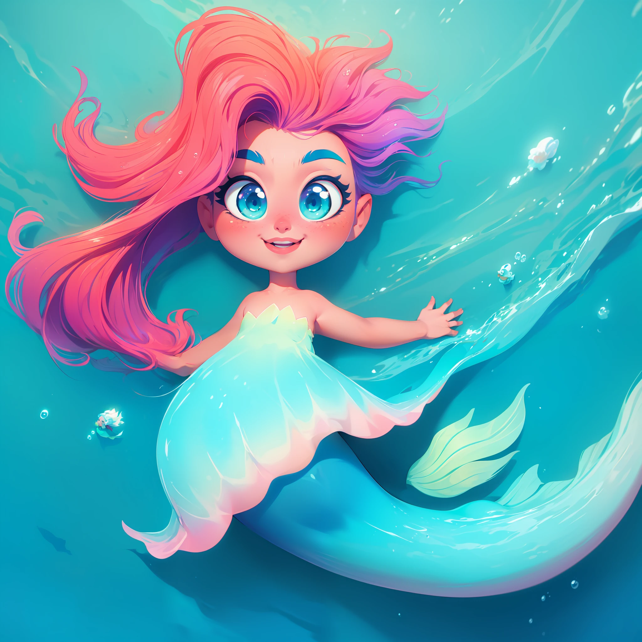 (best quality) (magical), (fantasy) (portrait), mreco as Ariel of the Little Mermaid, (underwater), (surreal), (vibrant) (colors), (flowing) (hair), (mermaid) (tail), (ocean) (light), (corals) (surrounding)