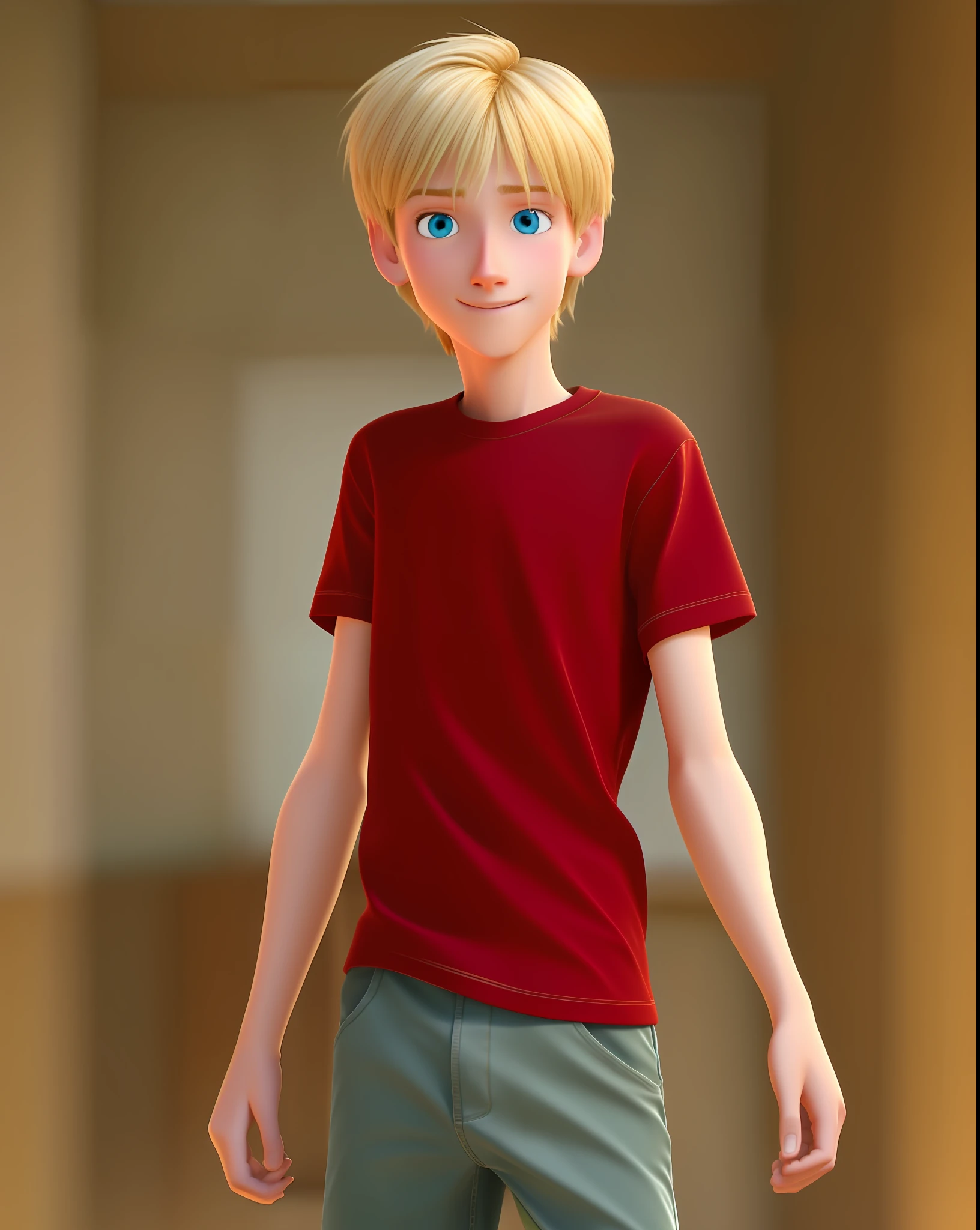 A blond age guy, extremely thin, pixarstyle, disney