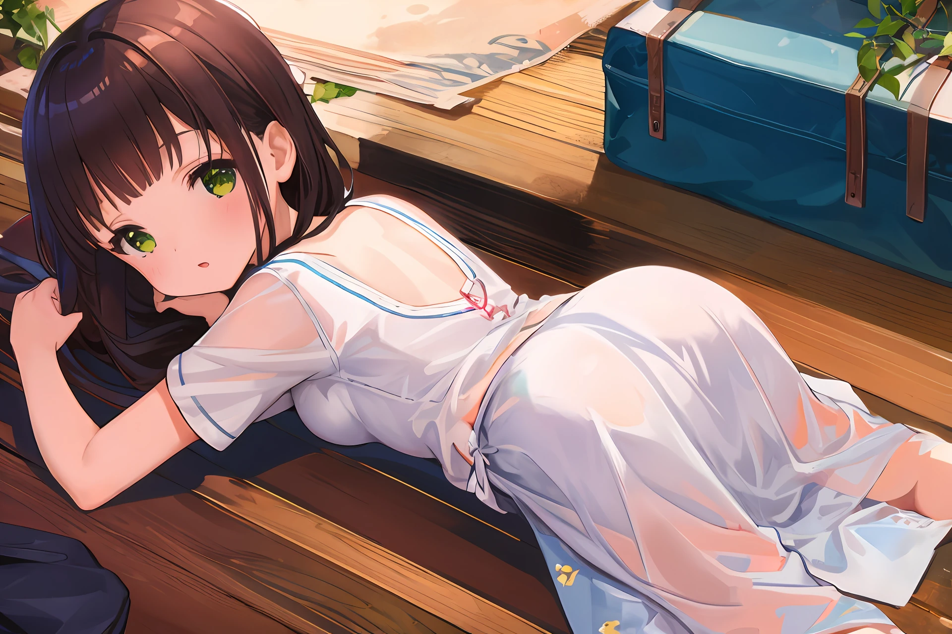 A girl lying on her stomach