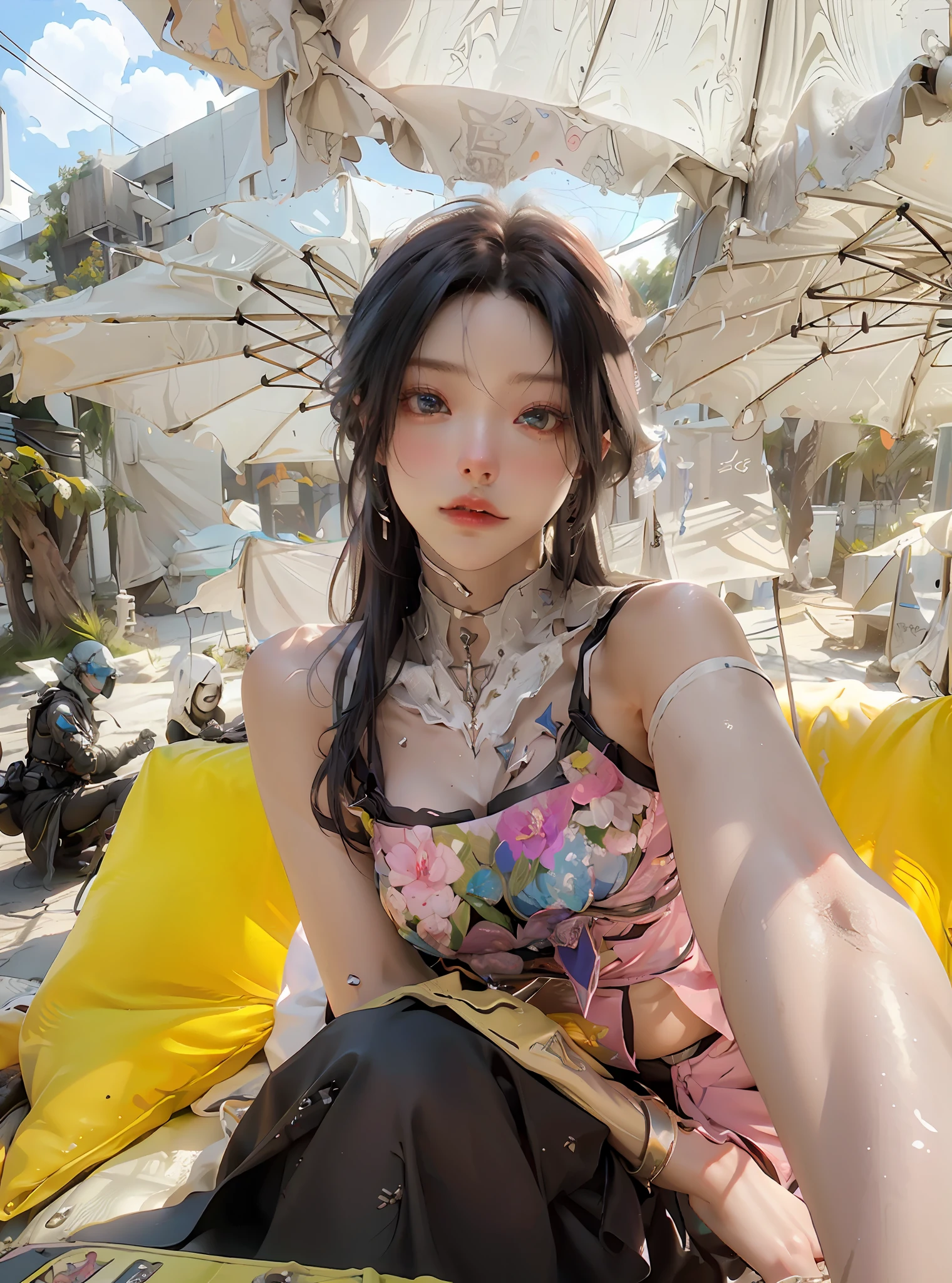 ((Best quality)), ((masterpiece)), (detailed:1.4), 3D, an image of a beautiful cyberpunk female,HDR (High Dynamic Range),Ray Tracing,NVIDIA RTX,Super-Resolution,Unreal 5,Subsurface scattering,PBR Texturing,Post-processing,Anisotropic Filtering,Depth-of-field,Maximum clarity and sharpness,Multi-layered textures,Albedo and Specular maps,Surface shading,Accurate simulation of light-material interaction,Perfect proportions,Octane Render,Two-tone lighting,Wide aperture,Low ISO,White balance,Rule of thirds,8K RAW,