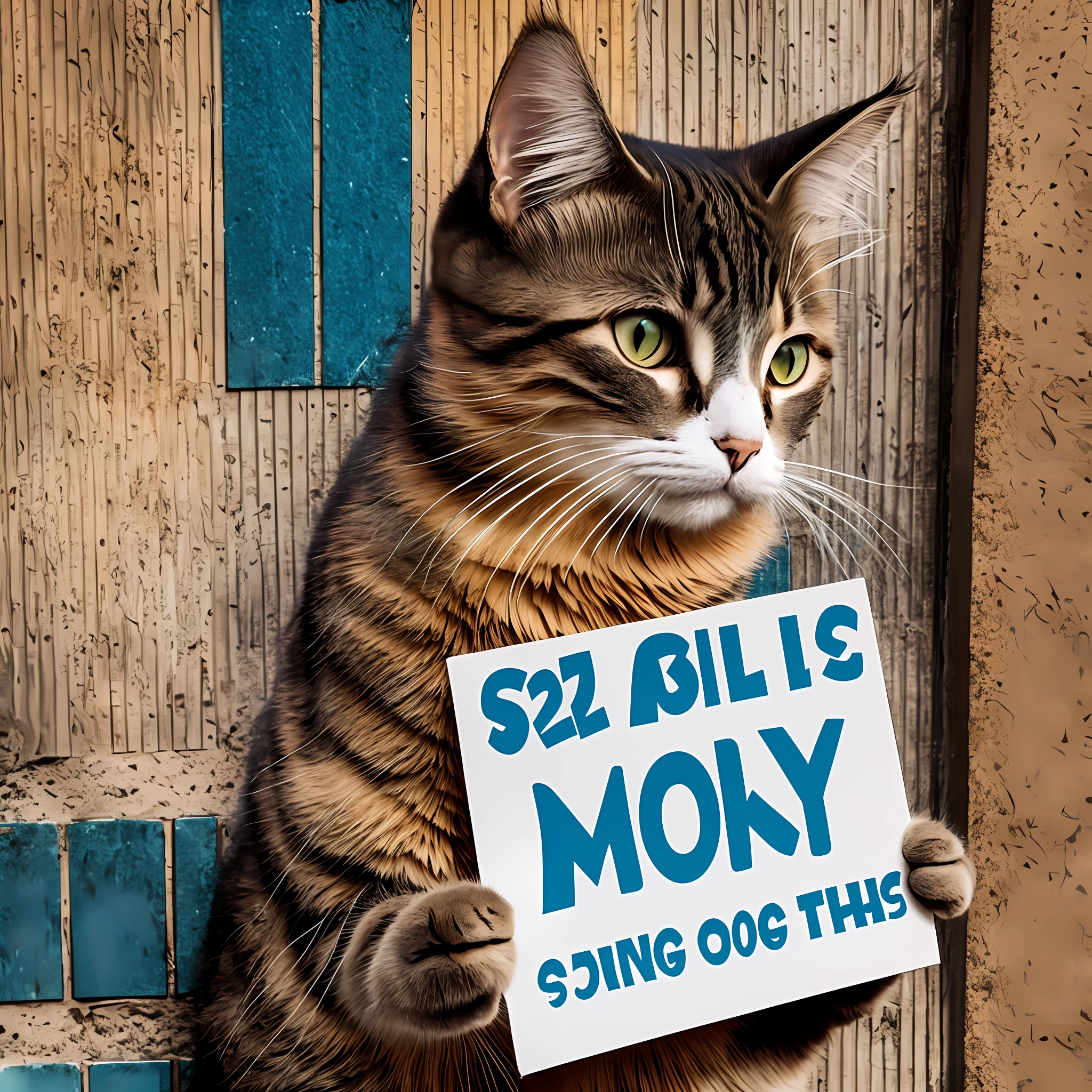 Cat holding a sign --auto --s2