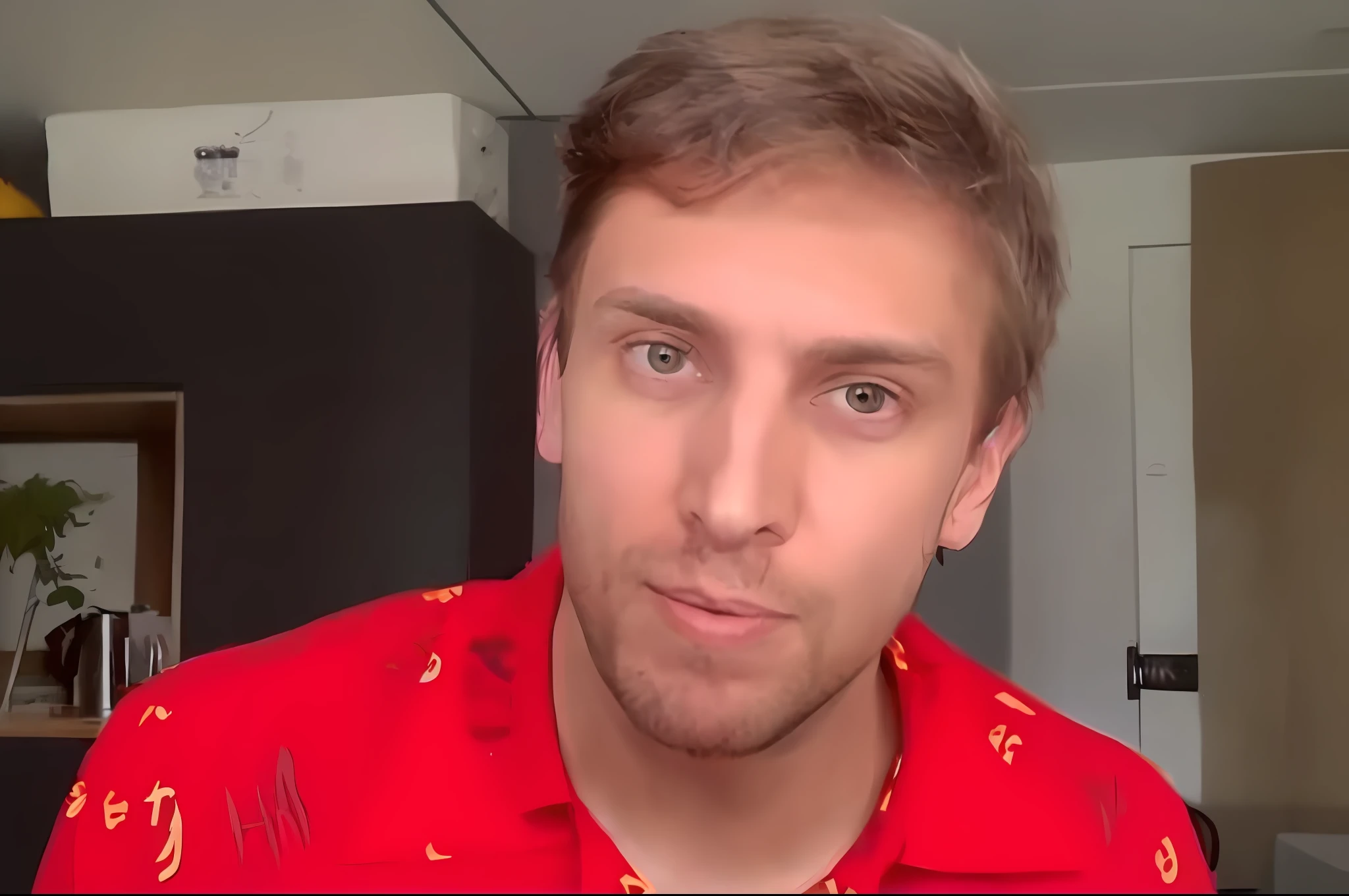 there is a man in a red shirt looking at the camera, light stubble with red shirt, h3h3, linus from linustechtips, twitch streamer / gamer ludwig, borja, vincent maréchal, ronen bekerman, zoltan, ludovic plouffe, youtube video screenshot, vitaly bulgarov, raphaël