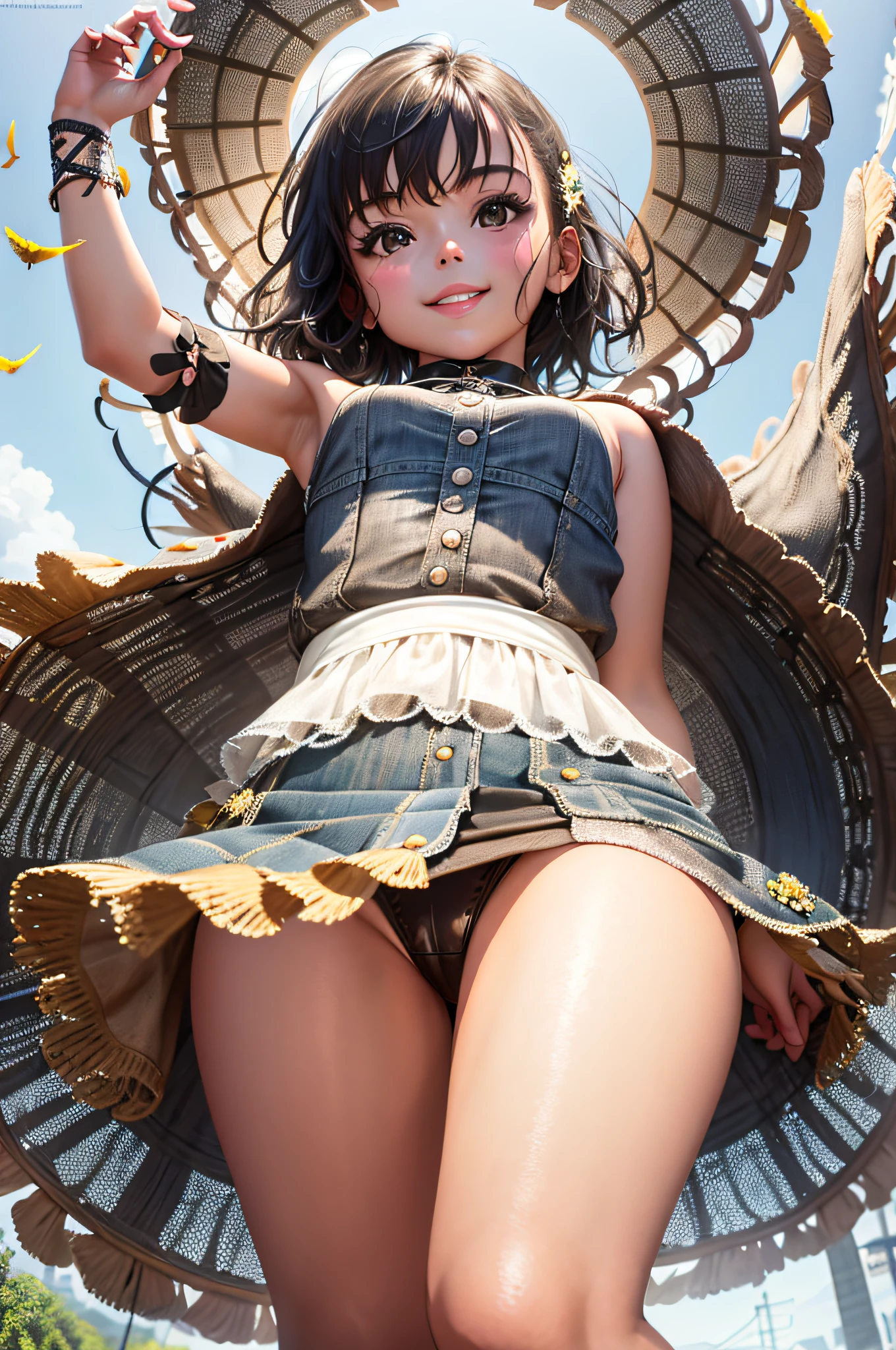 1girl, legsupsexms, cute, masterpiece,best quality, ultra high resolution, detailed face, realistic face, RAW photo, a park, standing, indigenous girl, 3 year old girl, cute face, smile, black hair, detailed hair, short hair, barefoot, baby feet, summer weather, indigenous dresses, light and thin fabric, cute rabbit skin, bird feathers, (cheerful, energetic, Happy: 1.4), Black Eyes, Small Hair Clip with Snail, (HDR: 1.4), Dramatic background, Complex, Cinematic, Film , (Rutkowski, Artstation:0.8), Insane Details, Intricate Details, Hyperdetailed, Low Contrast, Soft Cinematic Light, Exposure Combination, HDR