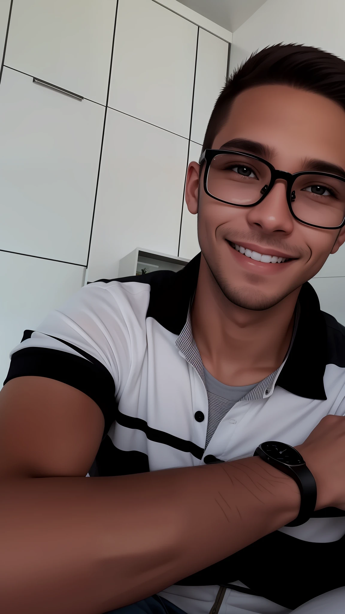 Young man with glasses and smile