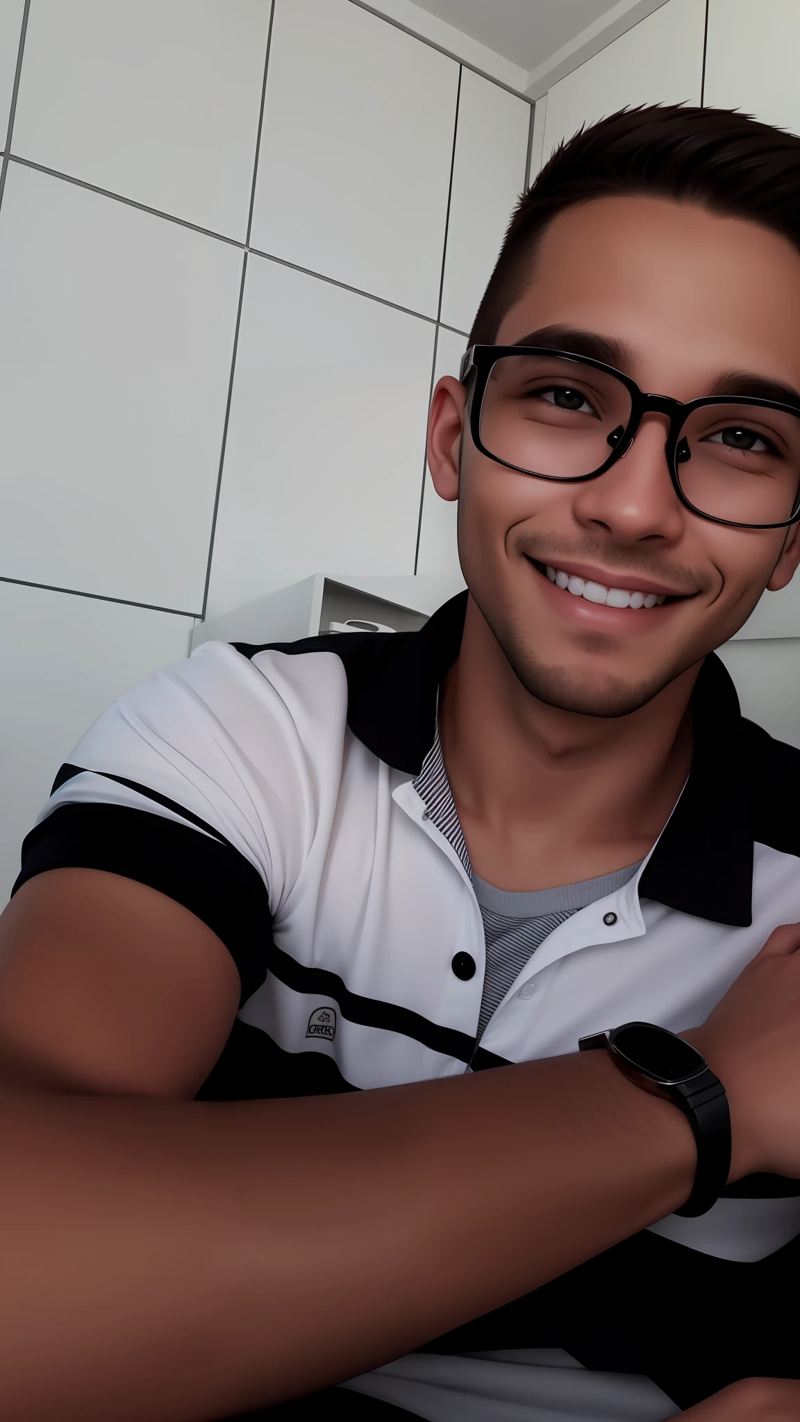 Young man with glasses and smile