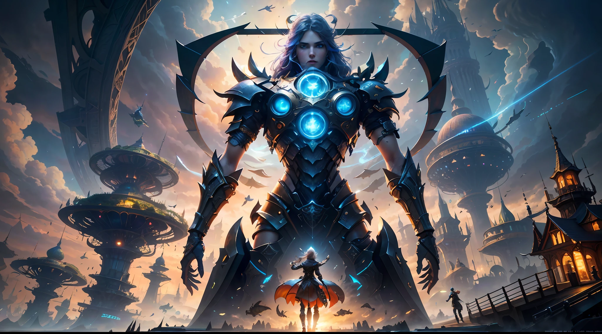 (((Multiplayer, Vivid Eyes, Man and Woman))), Best Quality, Realistic, Realistic, Award-Winning Illustrations, (Complex Details: 1.2), ((Fine Details)), (Intricate Details), (Cinematic Light, Best Quality Backlight), Clear Lines, Sharp Focus, Official Art, Unity 8k Wallpapers, Ridious, Incredibly Ridiculous, Fantasy Art, RTX, ((Award-winning Triangle Studio Close-up Photo)), 1 Boy, (Shut Up), Best Quality,4K, beautiful mysterious creatures, female, flying, surrealism, masterpieces of NCWINTERS, in mysterious country towns, masterpieces, intricate details, ff14style, urban painting, bridge, river, giant mushrooms, landscape, bright colors, (((full body portrait))),