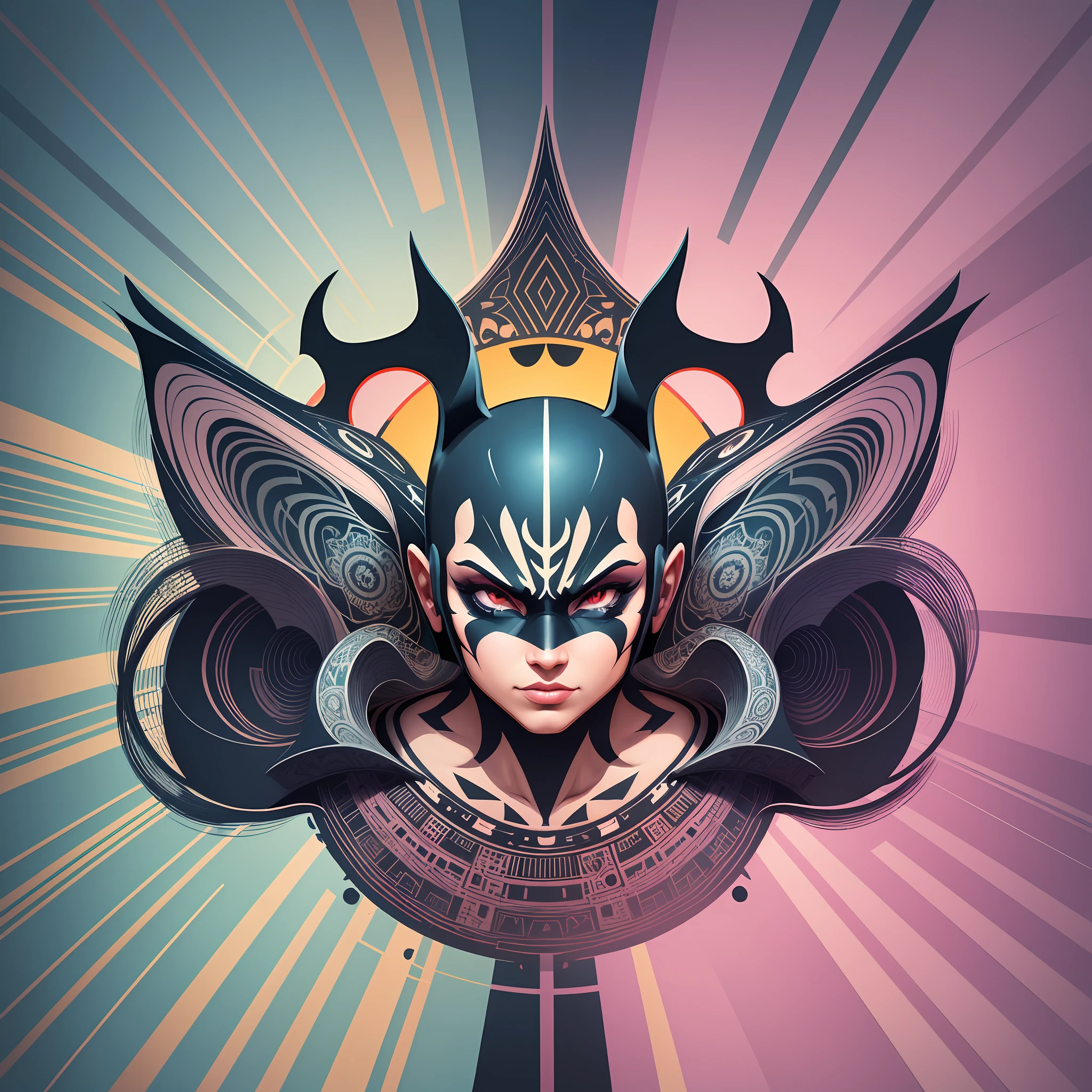 centered, isometric, mural, graffiti, composition, shapes, patterns, print-ready vector art Highly detailed graffiti illustration by Batman --auto --s2