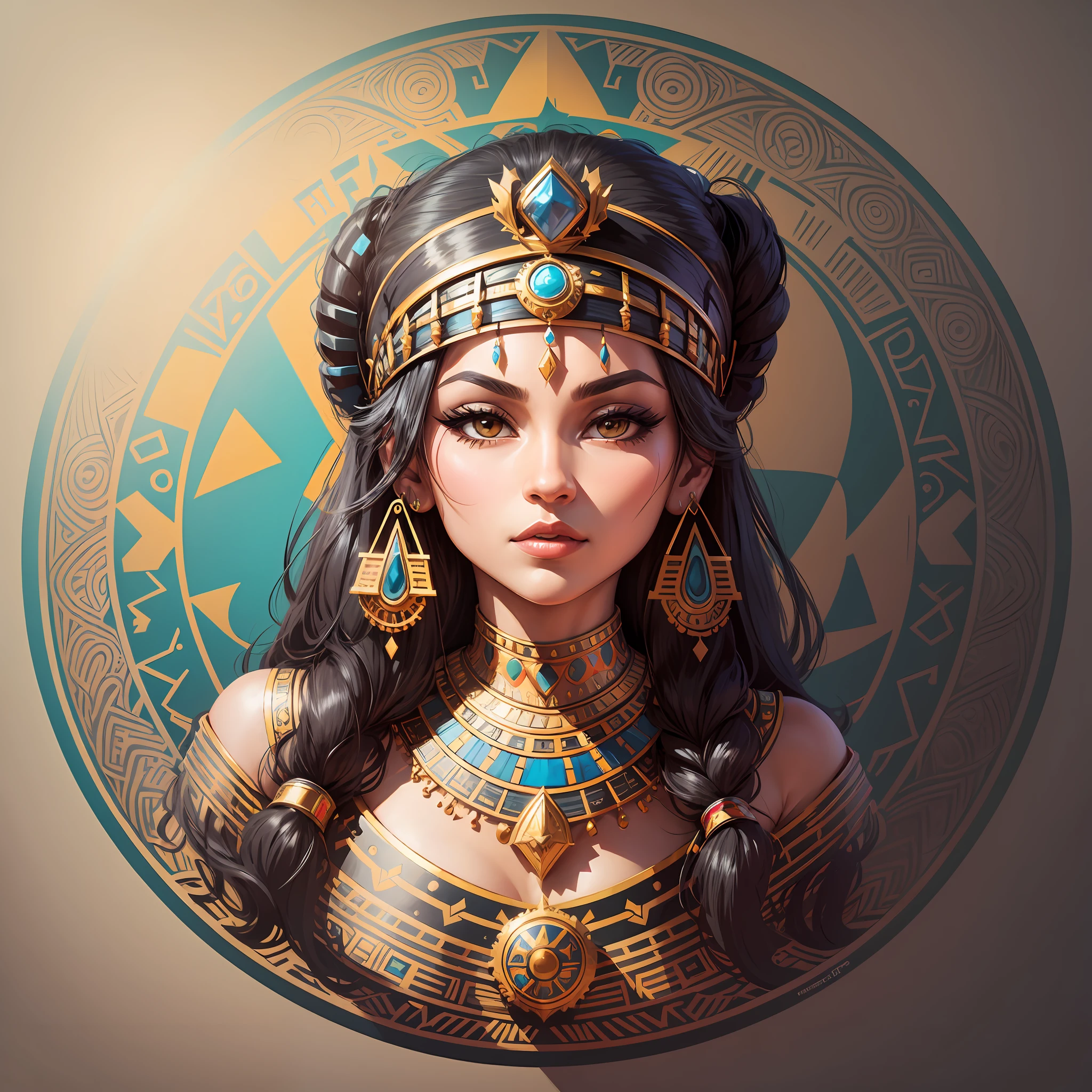 centered, isometric, mural, graffiti, composition, shapes, patterns, print-ready vector art Highly detailed graffiti illustration of Queen Cleopatra --auto --s2