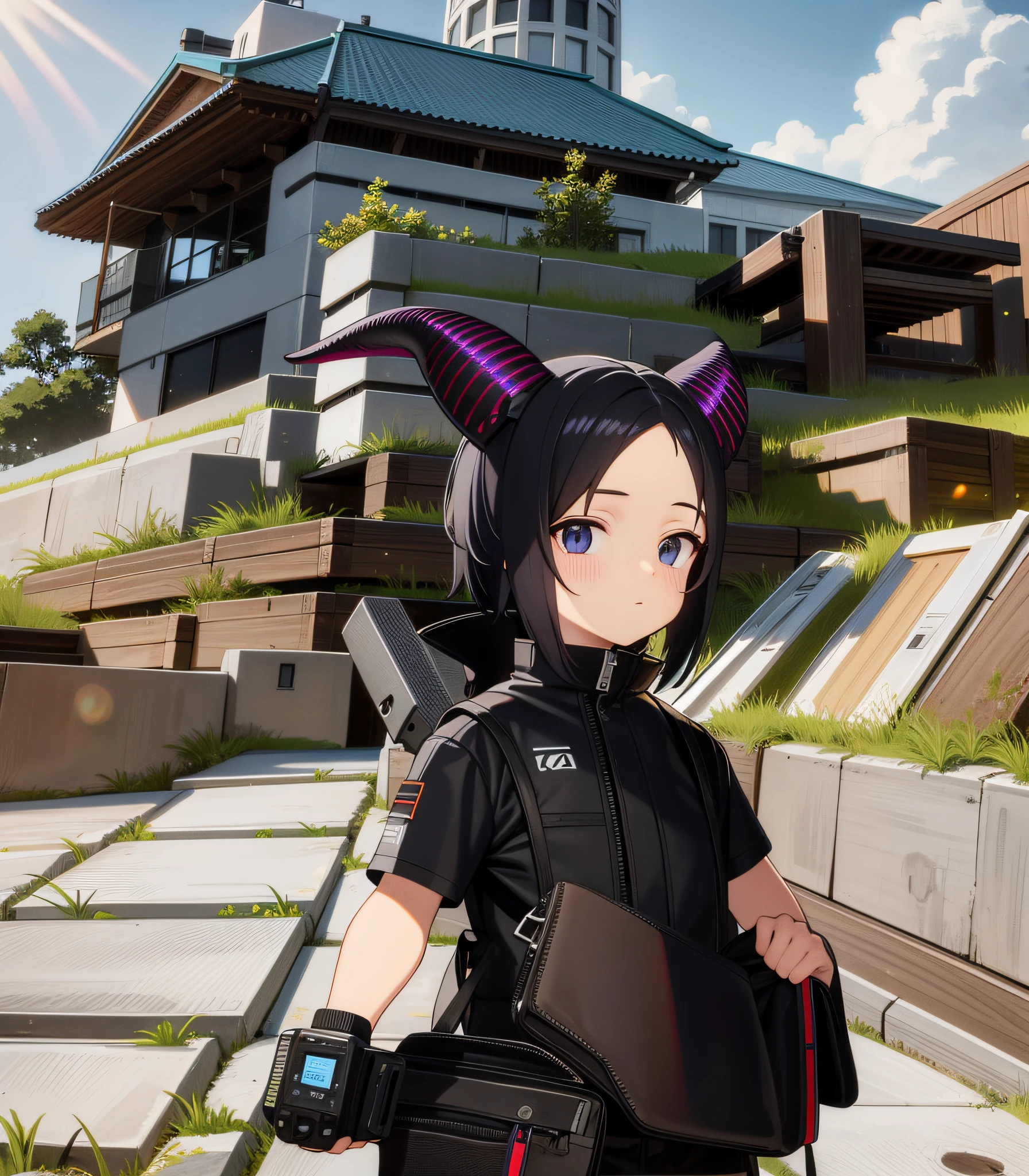 (increase brightness:1.2) from the sky, (increase brightness:1.2) from hair, white hair, (improve saturation:1.3)