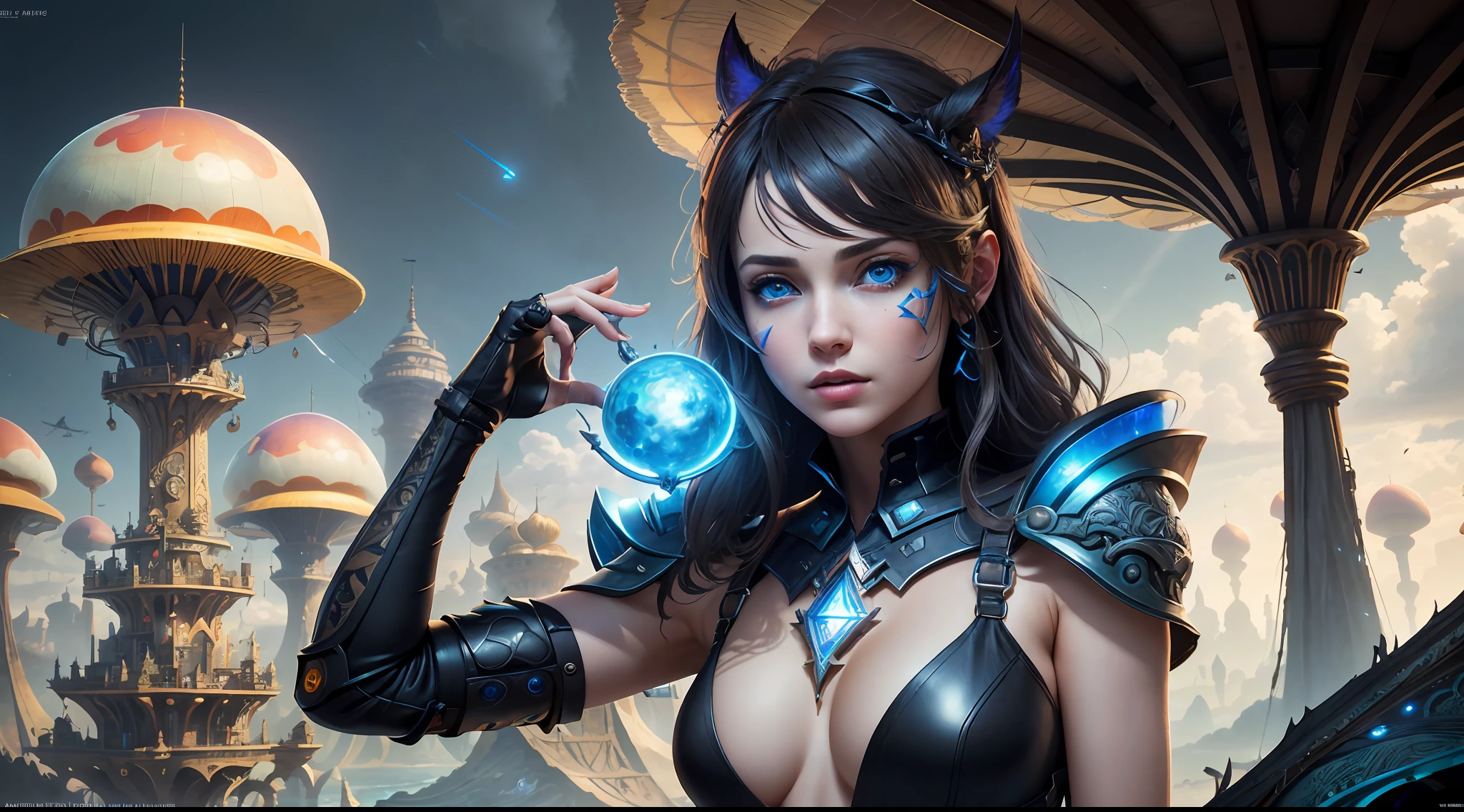 (((Multiplayer, Vivid Eyes, Man and Woman))), Best Quality, Realistic, Realistic, Award-Winning Illustrations, (Intricate Details: 1.2), (Fine Details), (Intricate Details), (Cinematic Light, Best Quality Backlight), Clear Lines, Sharp Focus, Official Art, Unity 8k Wallpaper, Ridiculous, Incredibly Absurd, Fantasy Art, (((Full Body Portrait))), RTX, ((Award-winning Triangle Studio Close-up Photo)), 1 Boy, (shut up), best quality, 4K, beautiful mysterious creatures, female, flying, surrealism, masterpiece by ncwinters, in a mysterious country town, masterpiece, intricate details, ff14style, urban painting, bridge, river, giant mushroom, landscape, bright colors,