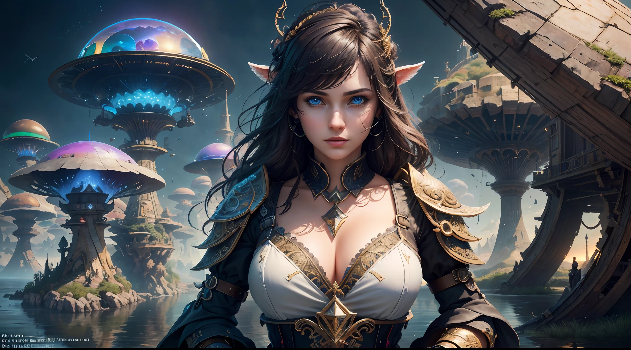 (((Multiplayer, Vivid Eyes, Man and Woman))), Best Quality, Realistic, Realistic, Award-Winning Illustrations, (Intricate Details: 1.2), (Fine Details), (Intricate Details), (Cinematic Light, Best Quality Backlight), Clear Lines, Sharp Focus, Official Art, Unity 8k Wallpaper, Ridiculous, Incredibly Absurd, Fantasy Art, (((Full Body Portrait))), RTX, ((Award-winning Triangle Studio Close-up Photo)), 1 Boy, (shut up), best quality, 4K, beautiful mysterious creatures, female, flying, surrealism, masterpiece by ncwinters, in a mysterious country town, masterpiece, intricate details, ff14style, urban painting, bridge, river, giant mushroom, landscape, bright colors,