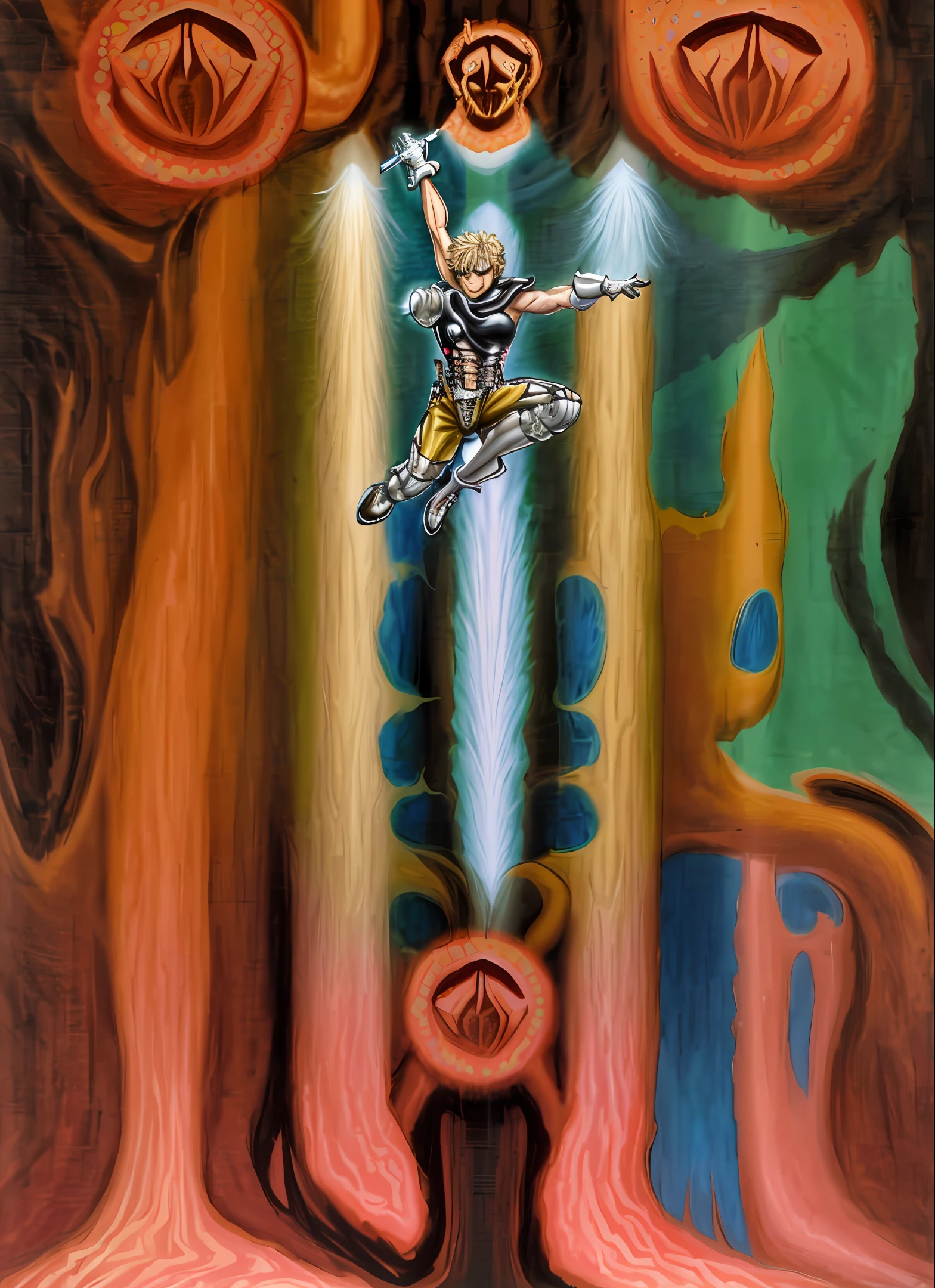 ::based on dc comix's warworld illustration, by marc silvestri:: ::based on dc comix's warworld illustration, by marc silvestri:: super powerful man hero with futuristic outfit, based on warworld illustration from dc comix, (beautiful and clear background:1.2),, fantastic paintings ,graffit style, olhos altamente detalhados , a white t-shirt or tatoon stamp , blond hair, masterpiece, best quality, high quality, highres, detail enhancement, ((most beautiful image in the world)), masterpiece, best quality, high quality, highres, detail enhancement, ((most beautiful image )),with short, shiny black hair, t-shirt, wearing jeans, five legs, , emphasizing the integrity of the human body, emphasis on the correct 5 fingers on each hand and the correct shadow, , bright image, art by stanley artgerm lau, art by kenneth rocafort, art by genzoman, art by joe madureira, art by blushyspicy, art by stjepan sejic, art by j scott campbell, art by guillem march, art by citemer liu, 4k, high resolution, comic book, comic book character, comic, high quality detailed, style ::2.0 comix illustration style,tatoon style , man model ultra detailed, (beautiful and clear background:1.2),, fantastic paintings ,graffit style, olhos altamente detalhados , a white t-shirt or tatoon stamp , blond hair, masterpiece, best quality, high quality, highres, detail enhancement, ((most beautiful image in the world)), masterpiece, best quality, high quality, highres, detail enhancement, ((most beautiful image )),with short, shiny black hair, t-shirt, wearing jeans, five legs, emphasizing the integrity of the human body, emphasis on the correct 5 fingers on each hand and the correct shadow, , bright image, art by stanley artgerm lau, art by kenneth rocafort, art by genzoman, art by joe madureira, art by blushyspicy, art by stjepan sejic, art by j scott campbell, art by guillem march, art by citemer liu, 4k, high resolution, comic book, comic book character, comic, high quality, high quality, highres, d