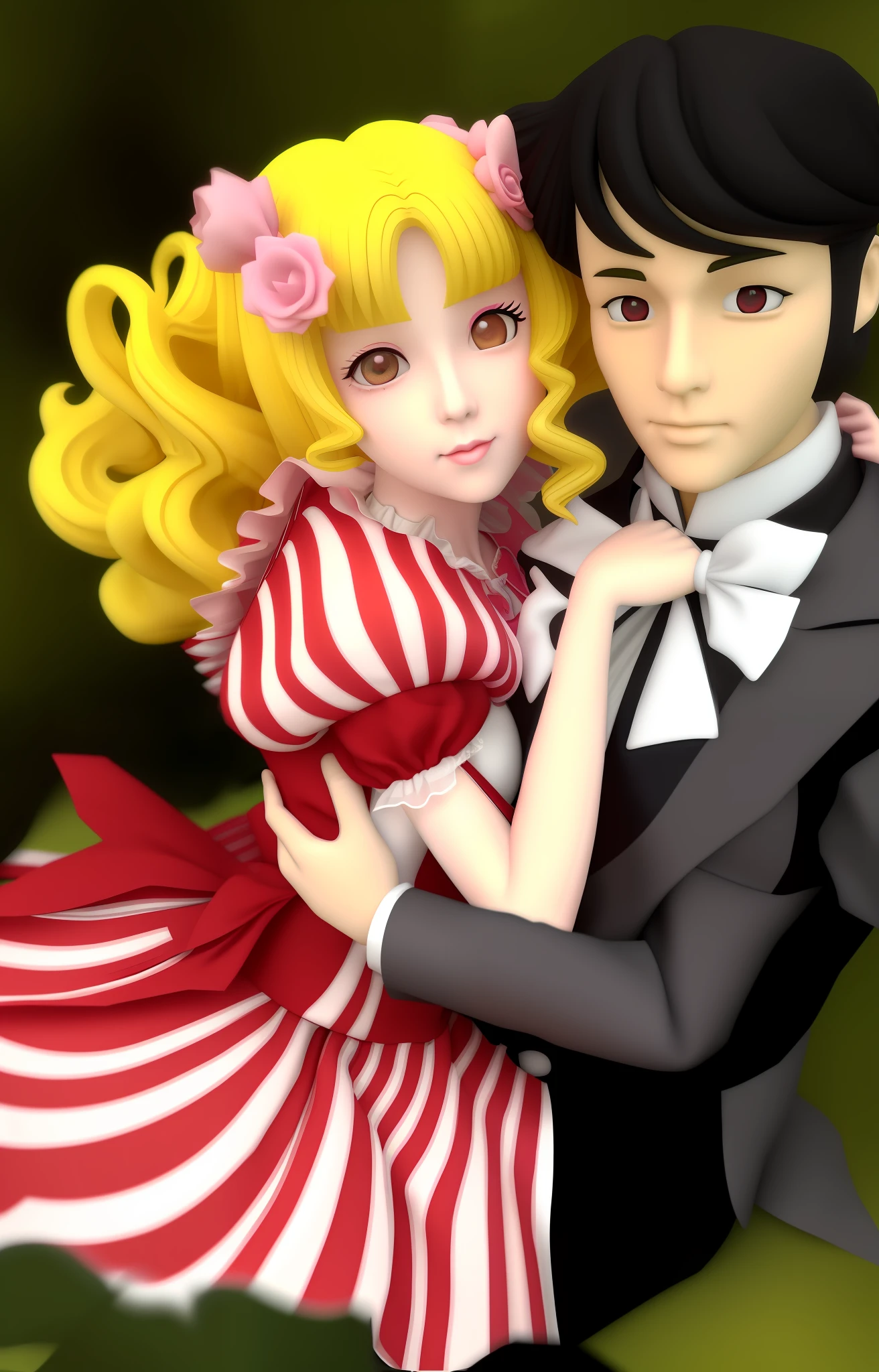 Candy, Candy, classic shoujo, gregoire and Candy, vintage shoujo, shoujo romance, both wearing Victorian clothes, shoujo manga, Japanese shoujo manga, loli, 80s anime ova style, shojo manga, a retro anime image. 3d art