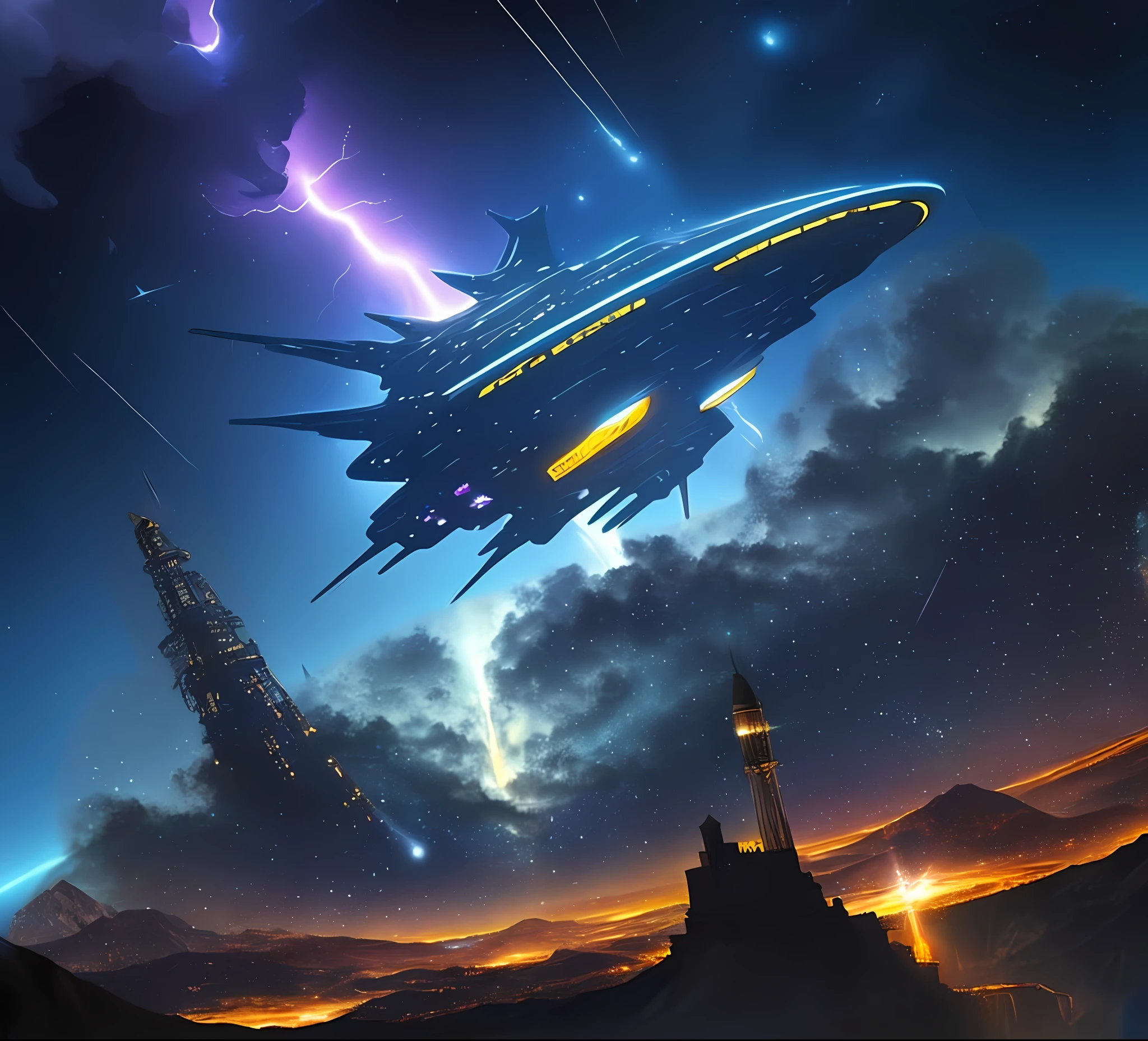 Space, intricate details, stars, comets,
