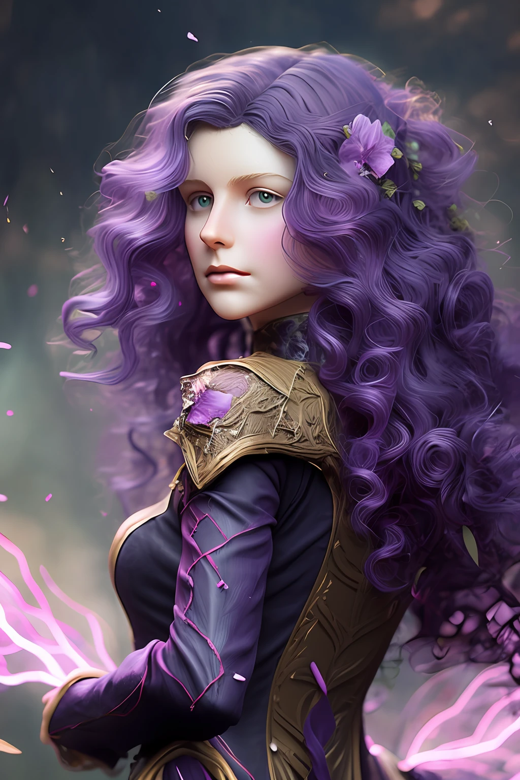 Figure, primrose, purple, standing painting