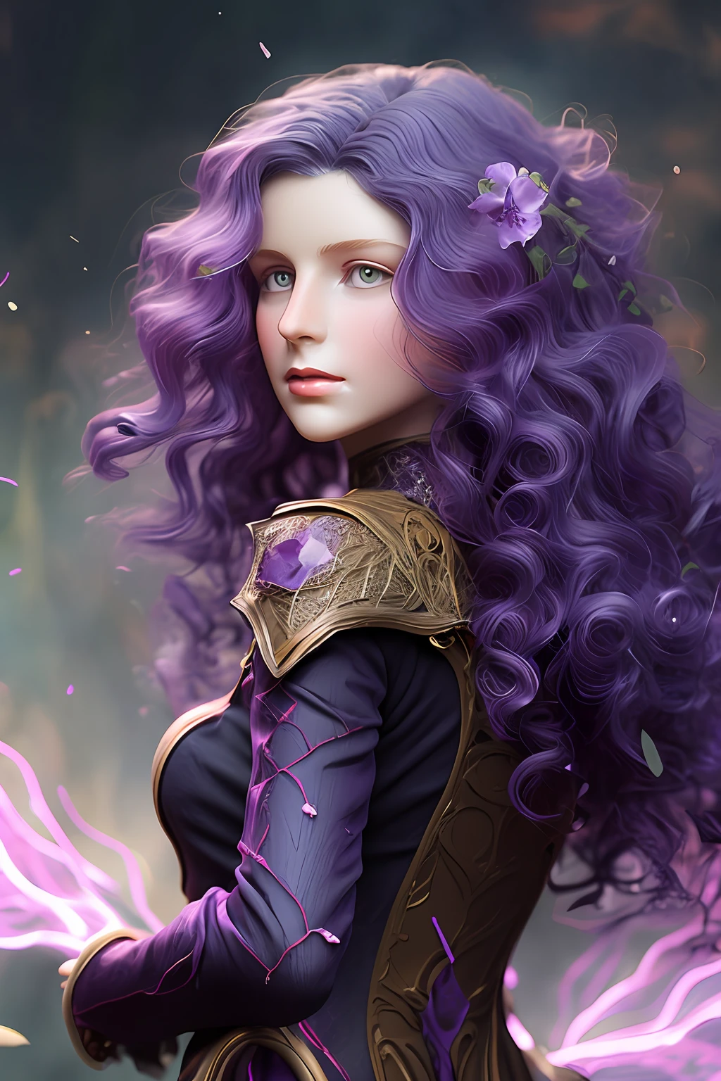 Figure, primrose, purple, standing painting
