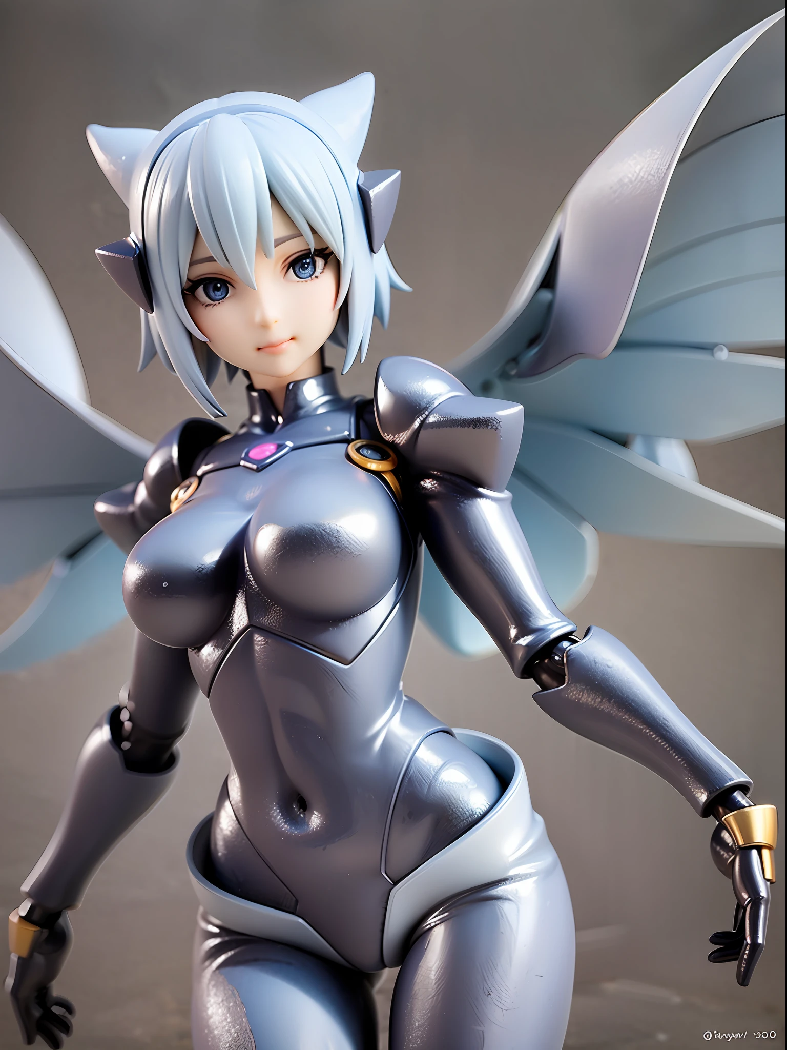 1girl, nude, angelic, mechanical arm and legs, blue eyes, silver hair, short hair, body suit emphasizing mechanical body parts, wings, glowing mechanical components, in flight, heavenly background, full body, looking towards viewer, [realistic], [3d],(8k, RAW photo, best quality, masterpiece:1.2), ultra high res, photo realistic, professional lighting, detailed lighting, professional photography, high quality, high res, extremely detailed, bloom, depth of field, sketch, sharp focus, soft lighting, detailed, detailed skin, to8contrast style