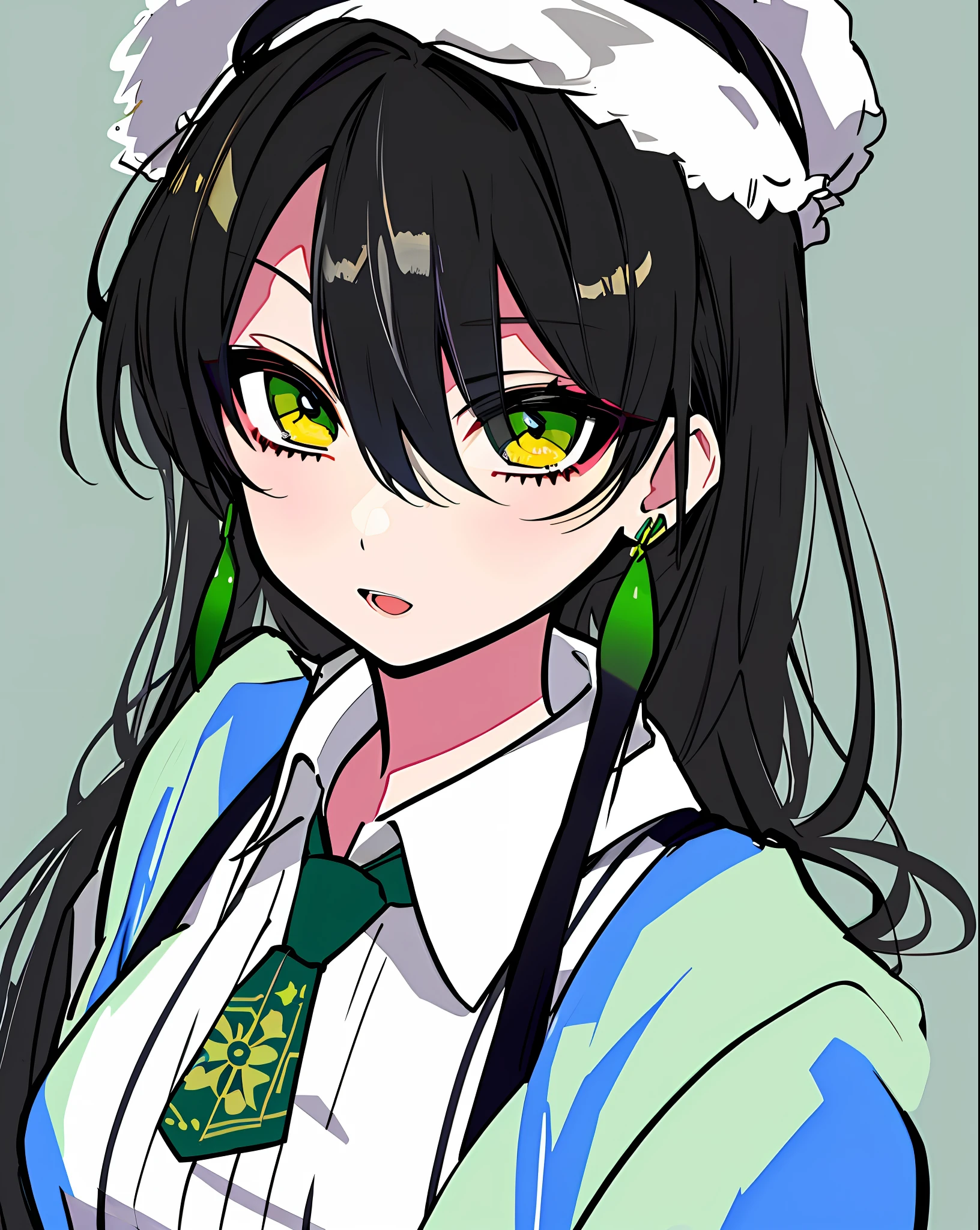 masterpiece, best quality, simple background, watercolor,
1girl, black hair, green style, dark eyes
