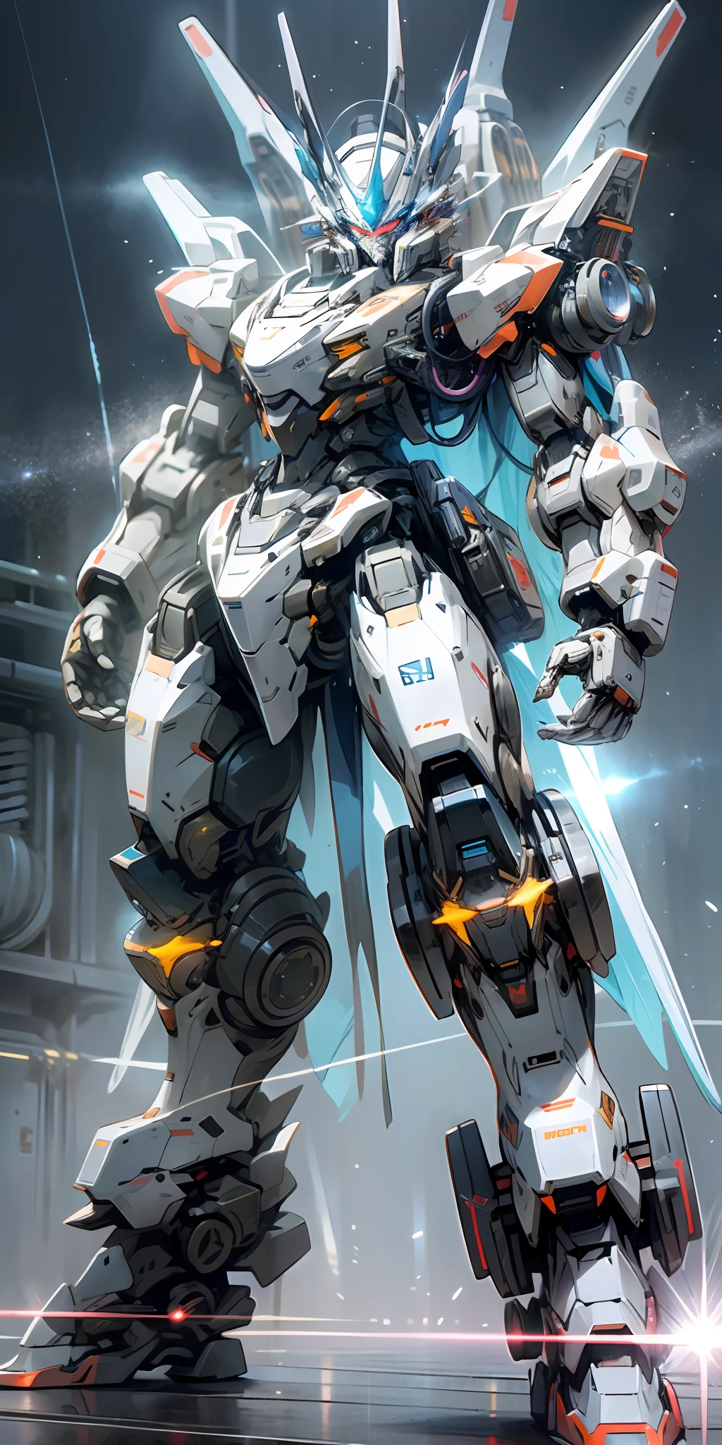 Vector, cartoon, anime, flat illustration, cool mecha core style, mecha concept art, dark gray Decepticon, giant mecha robot, intricate glowing mecha armor, futuristic transformation giant robot. Behind the girl was a giant mecha machine, the size of the machine was very large, and it seemed to be more than ten meters tall. The surface of the machine has a lot of mechanical devices and armor, which looks very strong. The girl stood in front of the machine, blue eyes, long white hair, thin figure, semi-mechanical body, laser spandex oil shiny shiny shiny glowing lines. Energy light, thunder electric magic, haze rain thunder, raindrops, warm cold light, blue violet light, details, big background. --auto --s2
