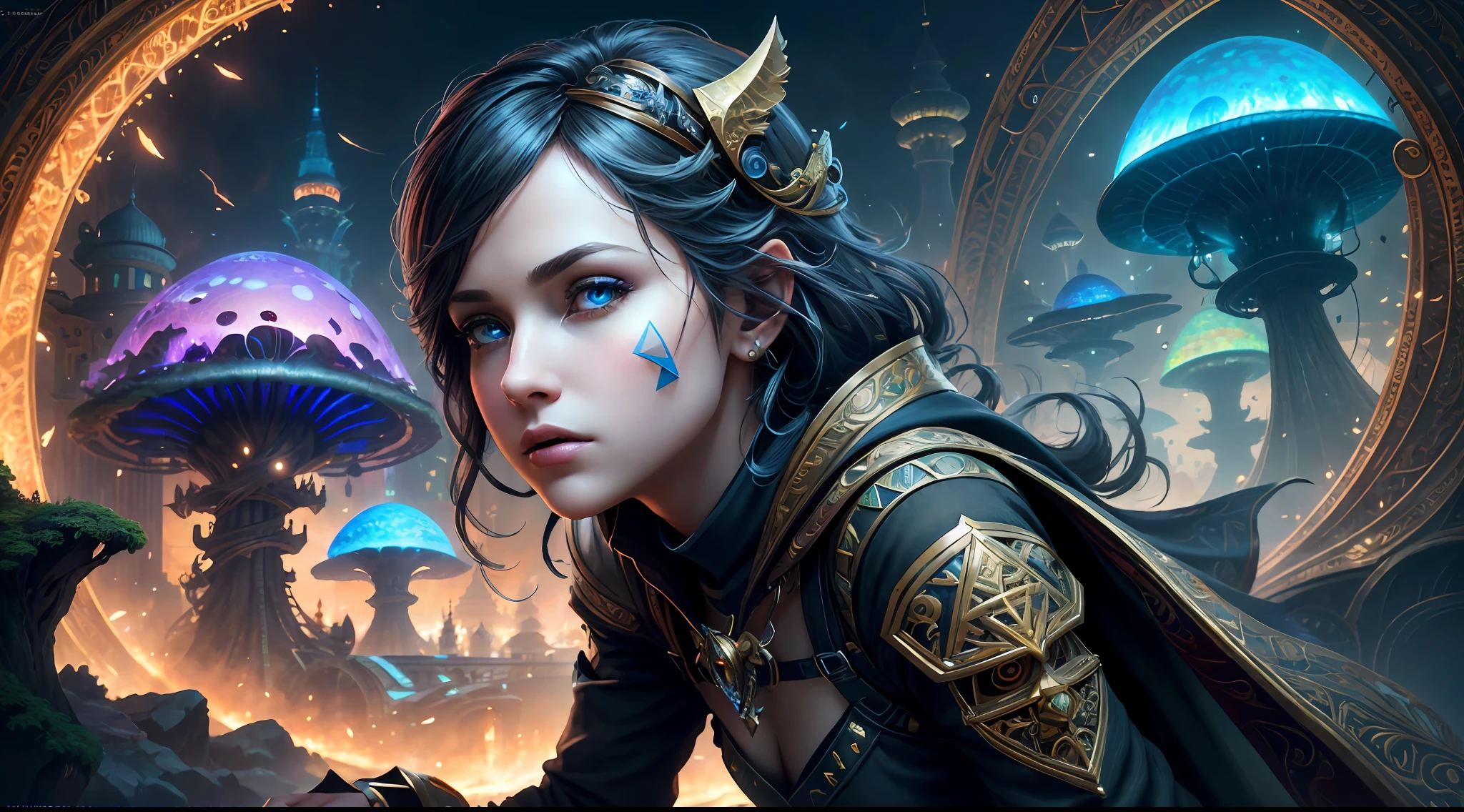 (((Multiplayer, Vivid Eyes, Man and Woman))), Best Quality, Realistic, Realistic, Award-Winning Illustrations, (Intricate Details: 1.2), (Fine Details), (Intricate Details), (Cinematic Light, Best Quality Backlight), Clear Lines, Sharp Focus, Official Art, Unity 8k Wallpaper, Ridiculous, Incredibly Absurd, Fantasy Art, (((Full Body Portrait))), RTX, ((Award-winning Triangle Studio Close-up Photo)), 1 Boy, (shut up), best quality, 4K, beautiful mysterious creatures, female, flying, surrealism, masterpiece by ncwinters, in a mysterious country town, masterpiece, intricate details, ff14style, urban painting, bridge, river, giant mushroom, landscape, bright colors,