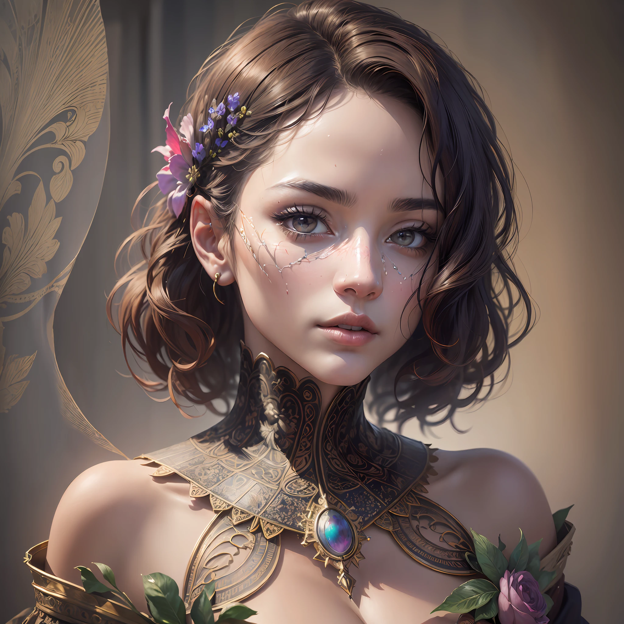 (Masterpiece, Epic Quality, 8K Resolution, epic realism, Epic Detail:1.2), a woman wearing a blind mask, complex and intricate background, epic beautiful and aesthetic, fog, intricate details, (naturak lips, natural skin texture, natural hair:1.1), photorealism, hyperrealism, sharp focus, hdr,