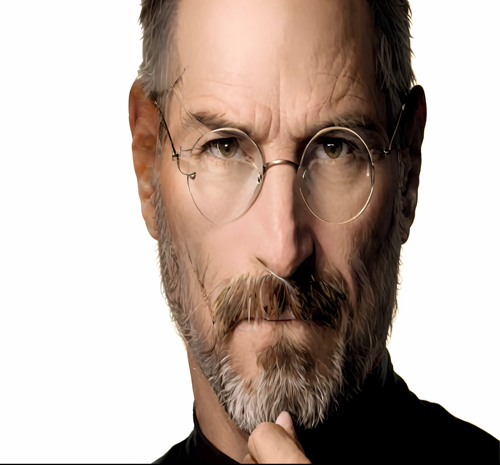 A closeup of a man with glasses and beard, Steve Jobs, portrait of Steve Jobs, Steve Jobs as Hokage, Apple, Cupertino, masterful art, inspiring, spielberg, stunning art, unbelievable, inspiring art, unpublished, bio-inspired, biopic, absolutely exceptional image, extremely creative --auto --s2