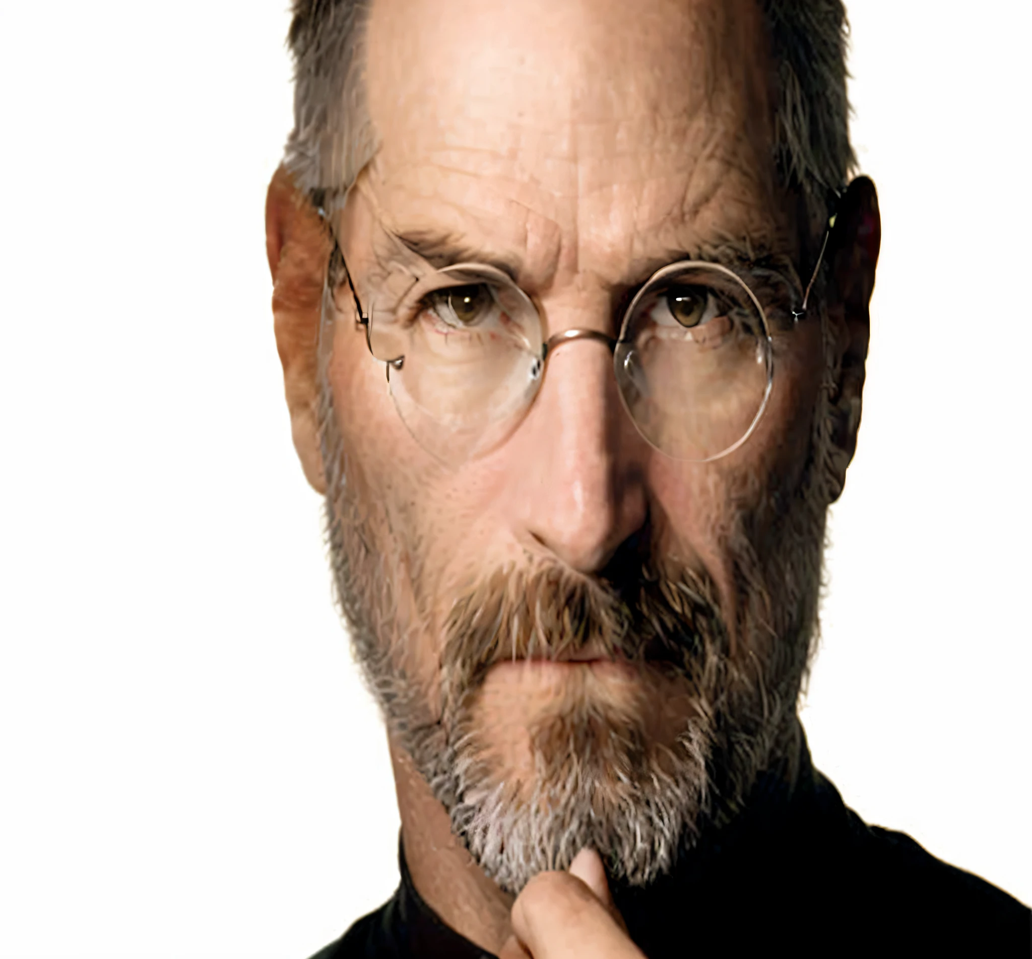 A closeup of a man with glasses and beard, Steve Jobs, portrait of Steve Jobs, Steve Jobs as Hokage, Apple, Cupertino, masterful art, inspiring, spielberg, stunning art, unbelievable, inspiring art, unpublished, bio-inspired, biopic, absolutely exceptional image, extremely creative --auto --s2