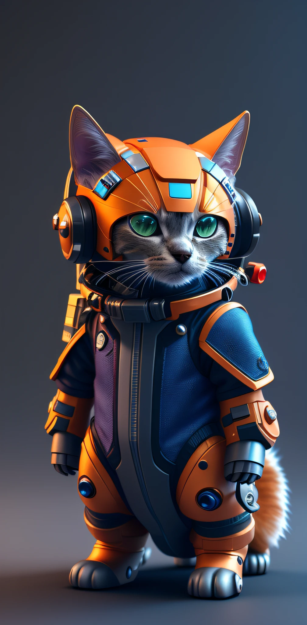 There is a dog in a space suit with a helmet, cyborg kitten, cute 3D render, redshift rendered, stylized 3D render, cyberpunk cat, scifi character rendering, scifi character, stylized 3D render, stylized as a 3d render, 3d render character art 8k, cgsociety 8k, cgsociety 8k