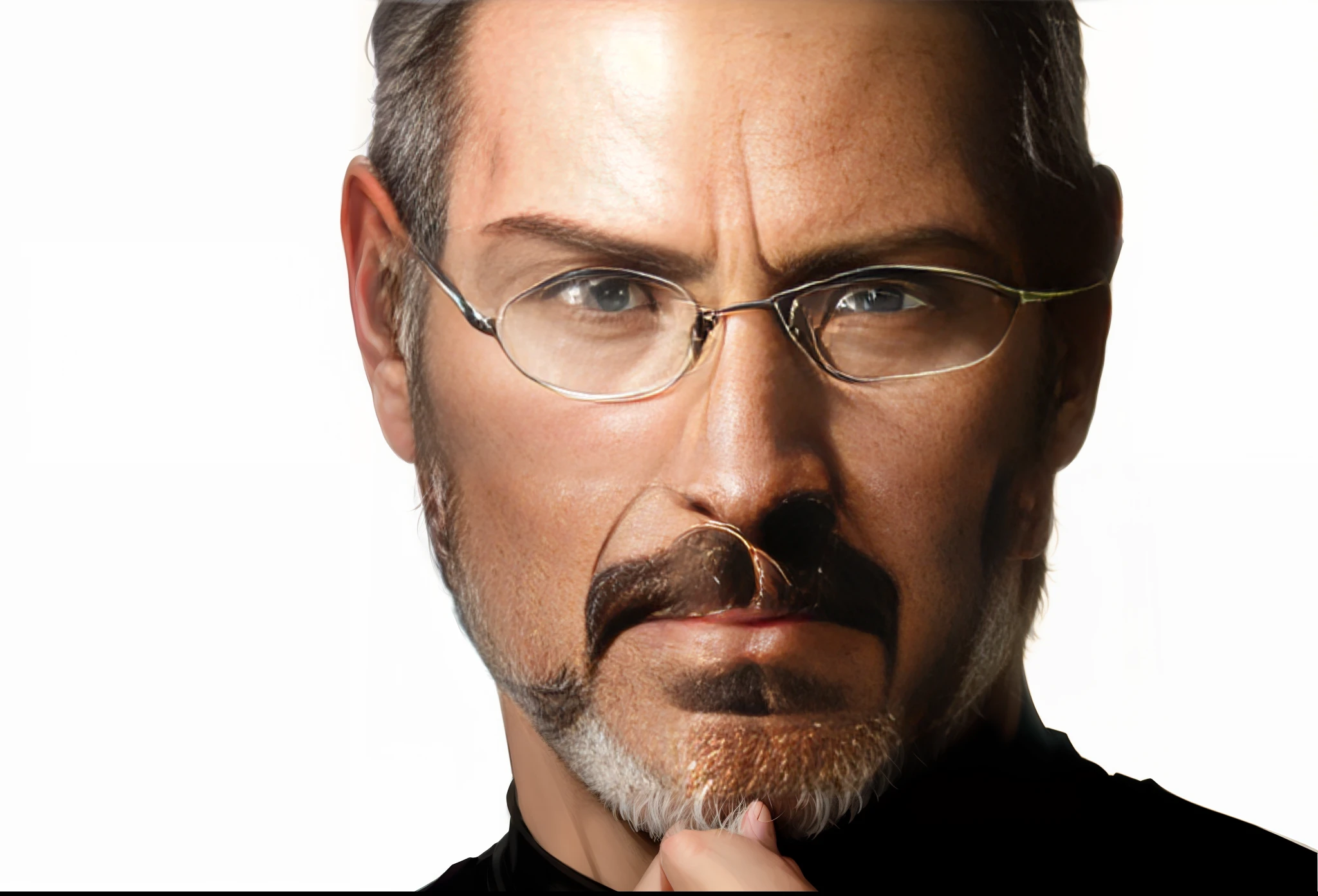 A closeup of a man with glasses and beard, Steve Jobs, portrait of Steve Jobs, Steve Jobs as Hokage, Apple, Cupertino, masterful art, inspiring, spielberg, stunning art, unbelievable, inspiring art, unpublished, bio-inspired, biopic, absolutely exceptional image, extremely creative --auto --s2