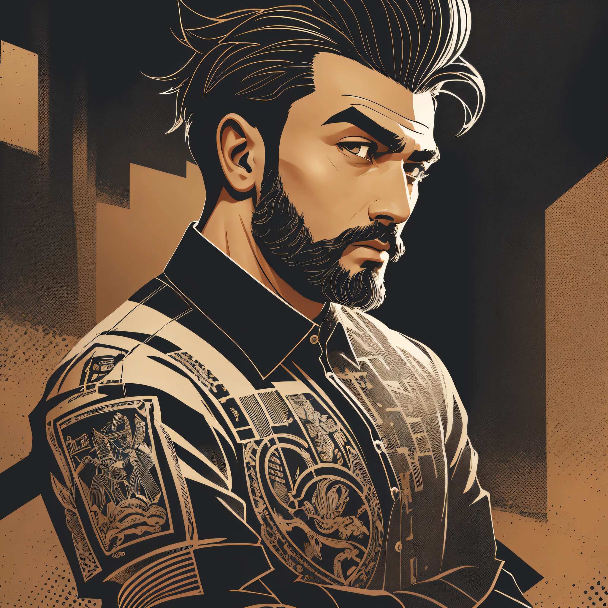 "A silhouette-style illustration of a skilled barber, featuring vectorized details with rich textures and a shirt print. Ultra-detailed resolution, dynamic angle, stunning lighting and shadows. Use the prompt to bring the scenery to life with black and white colors and transform the environment with the unique style provided by the barber." --auto --s2