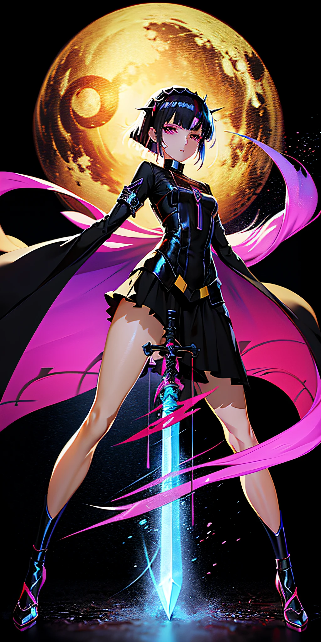 anime girl with sword and shield on transparent background, dark witch character, black - haired mage, 1 7 - - old me goth girl, black hime cut hair, an edgy teen assassin, epic mage girl character, anime style character, rpg character, female anime character, gothic maiden anime girl, anime full body illustration, anime stylized