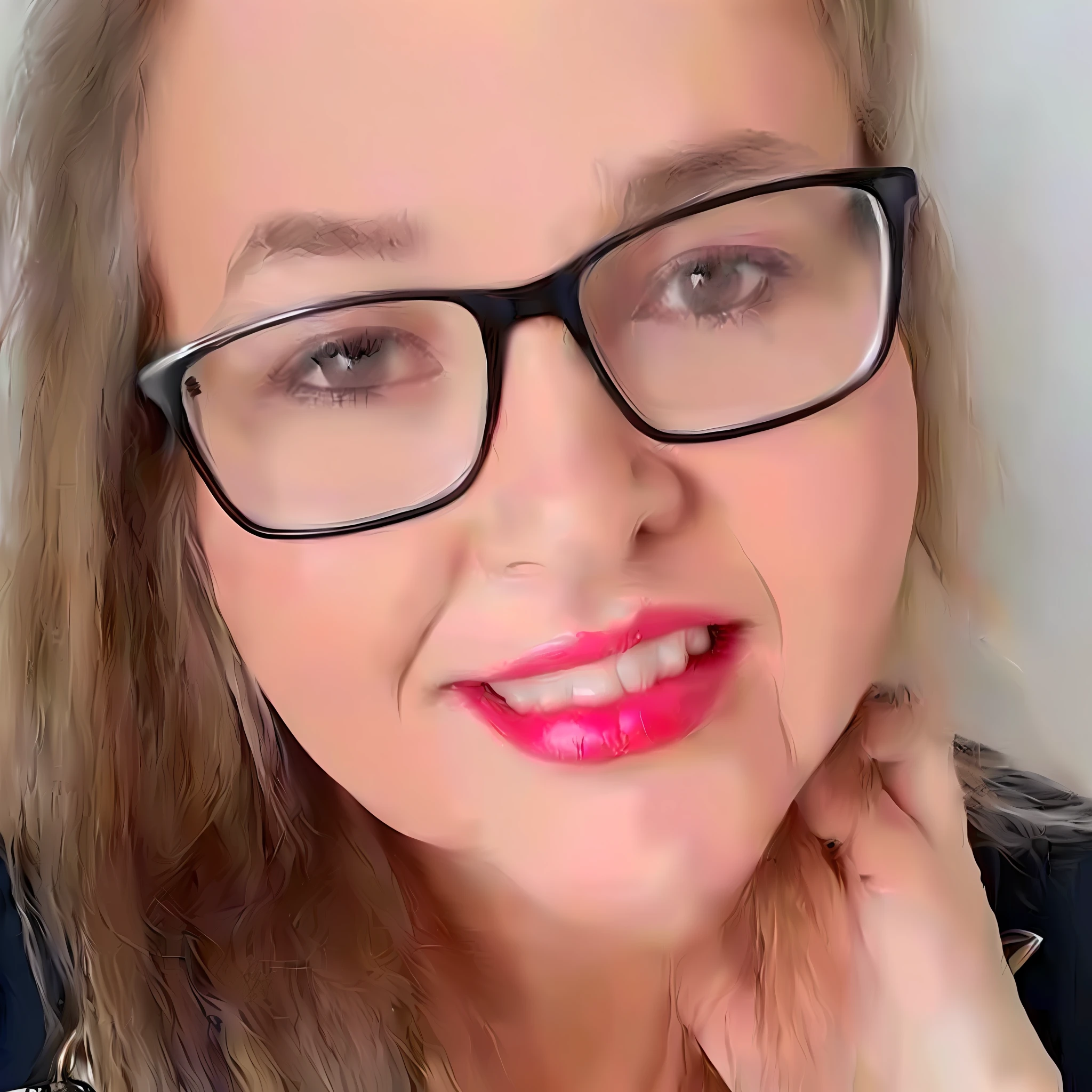 smiling woman with glasses and pink lipstick posing for a picture, profile image, profile picture, profile pic, taken in the early 2020s, 4 5 yo, headshot profile picture, very silly looking, 💋 💄 👠 👗, by Jacqui Morgan, photo portrait, looking towards the camera, having fun. vibrant, profile photo, 38 years old