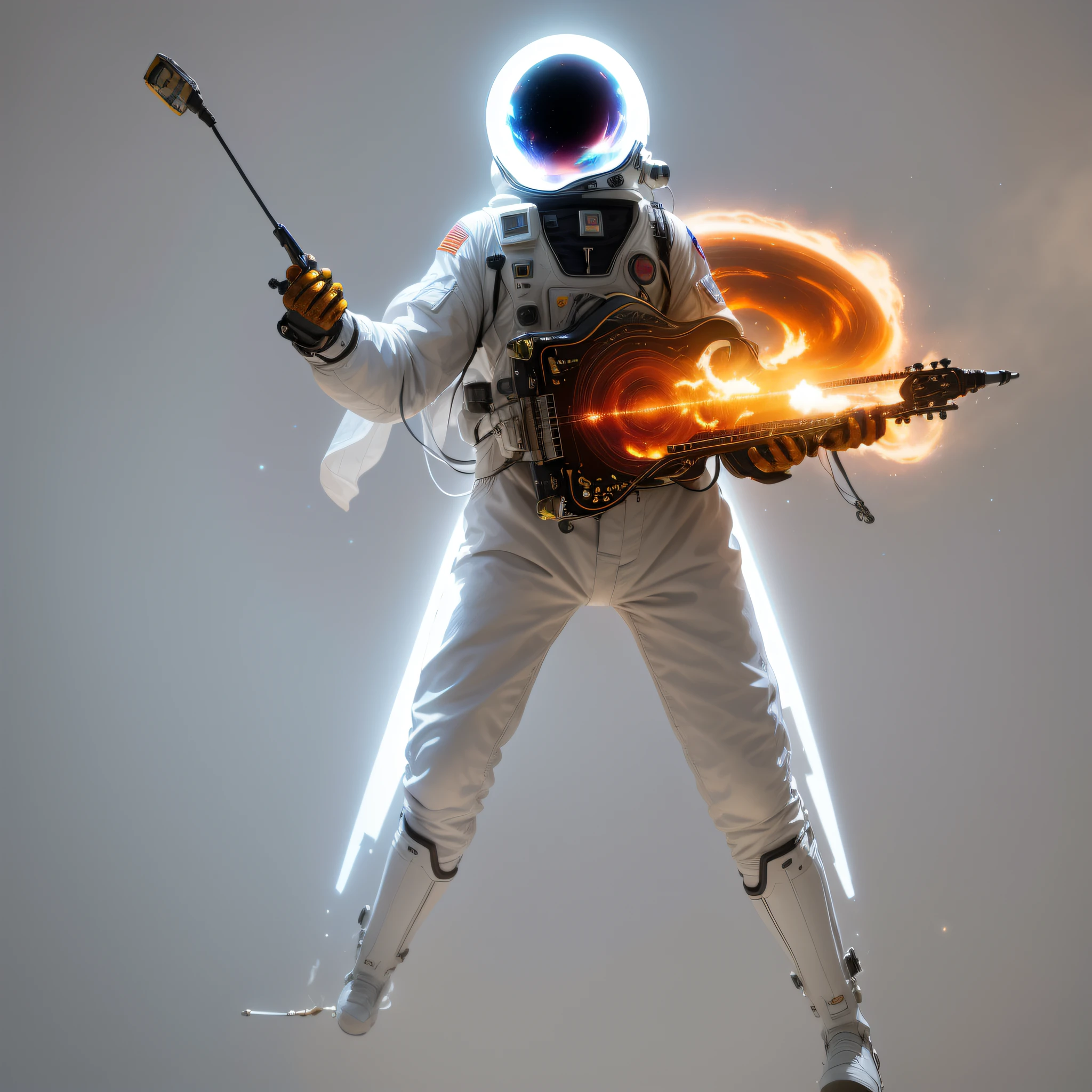 Musical psychedelic astronaut hero, image in 8K. Iridescent lenticular cloud. interstellar. --auto --s2