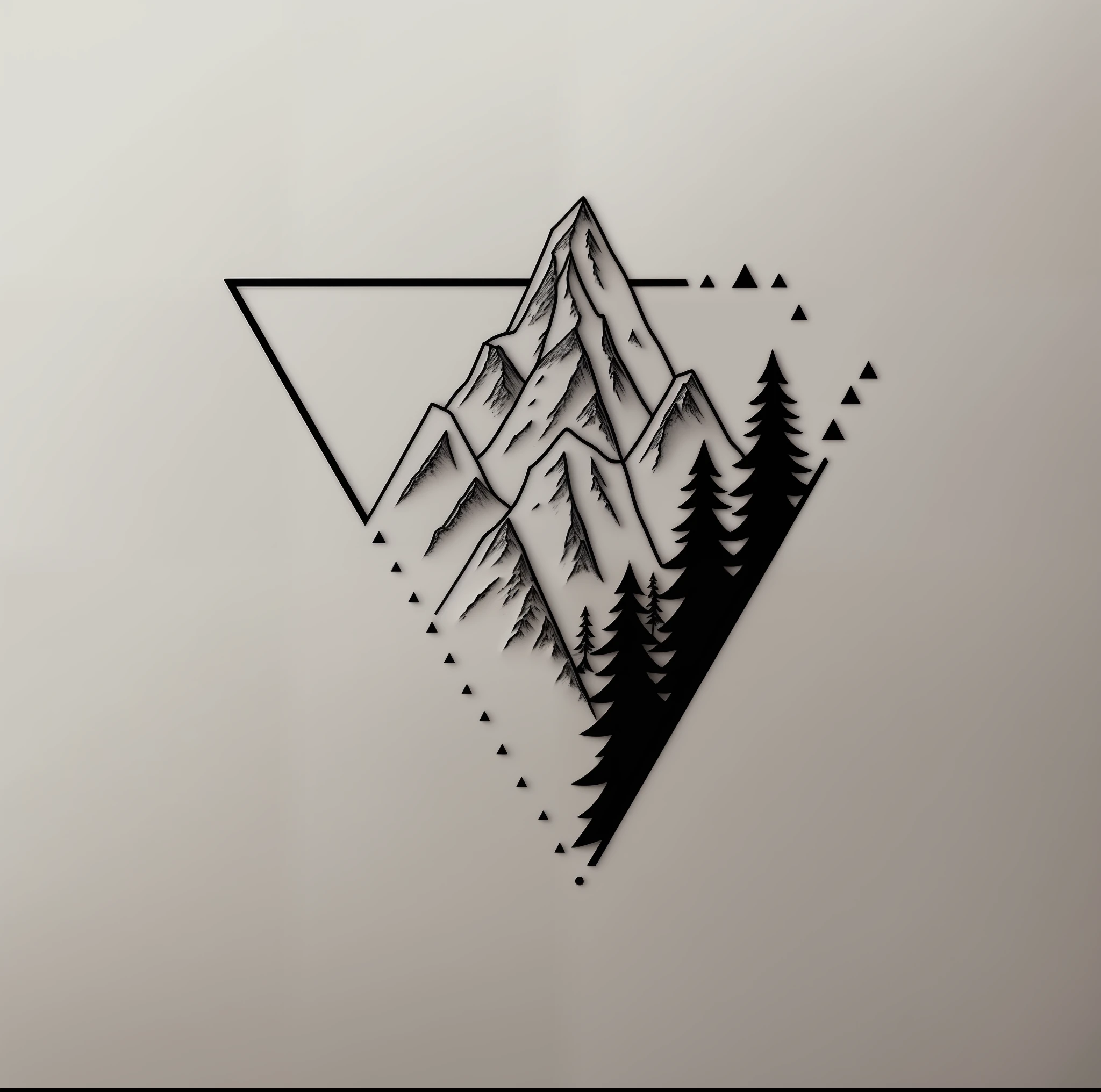 a black and white drawing of a mountain with trees and a triangle, nature illustration tattoo, mountains on a background, mountain on the background, some mountains on the background, mountains on the background, moutains, with mountains as background, mountains, minimalist illustration, tree on front, tattoo line drawing, minimalist drawing, minimalist line art, mountain range, mountains on background