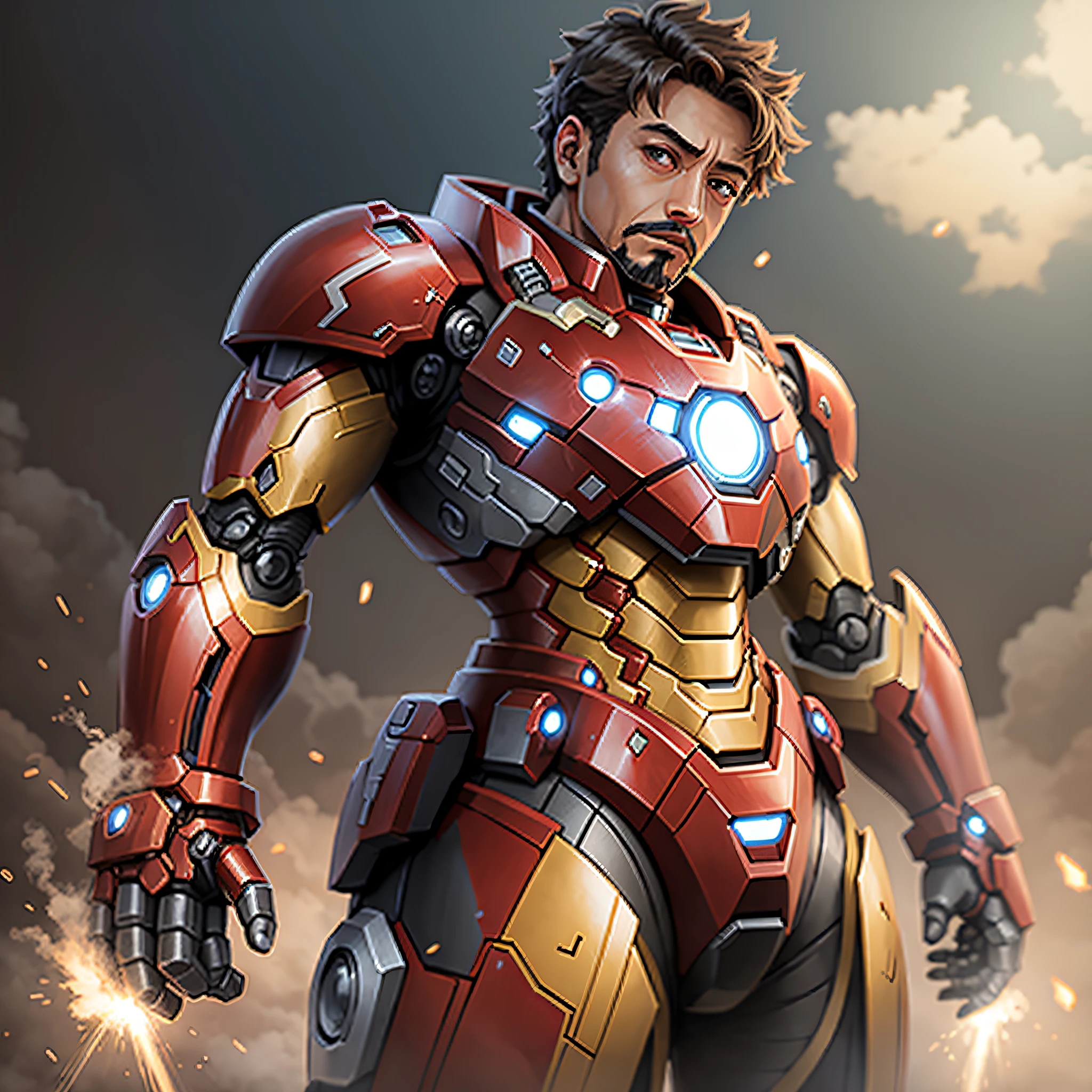 Create the armor of iron man, in the style of realistic gundam anime robots --auto --s2