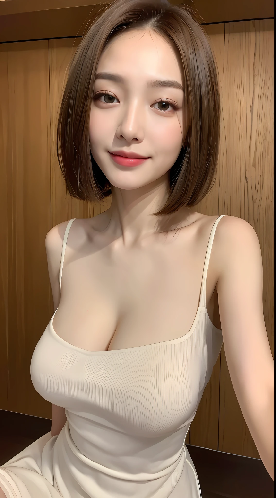 ((Best Quality, 8K, Masterpiece: 1.3)), 1girl, Slim Abs Beauty: 1.3, (Hairstyle Casual, Big Breasts: 1.2), Dress: 1.1, Super Fine Face, Delicate Eyes, Double Eyelids, Smile, Home