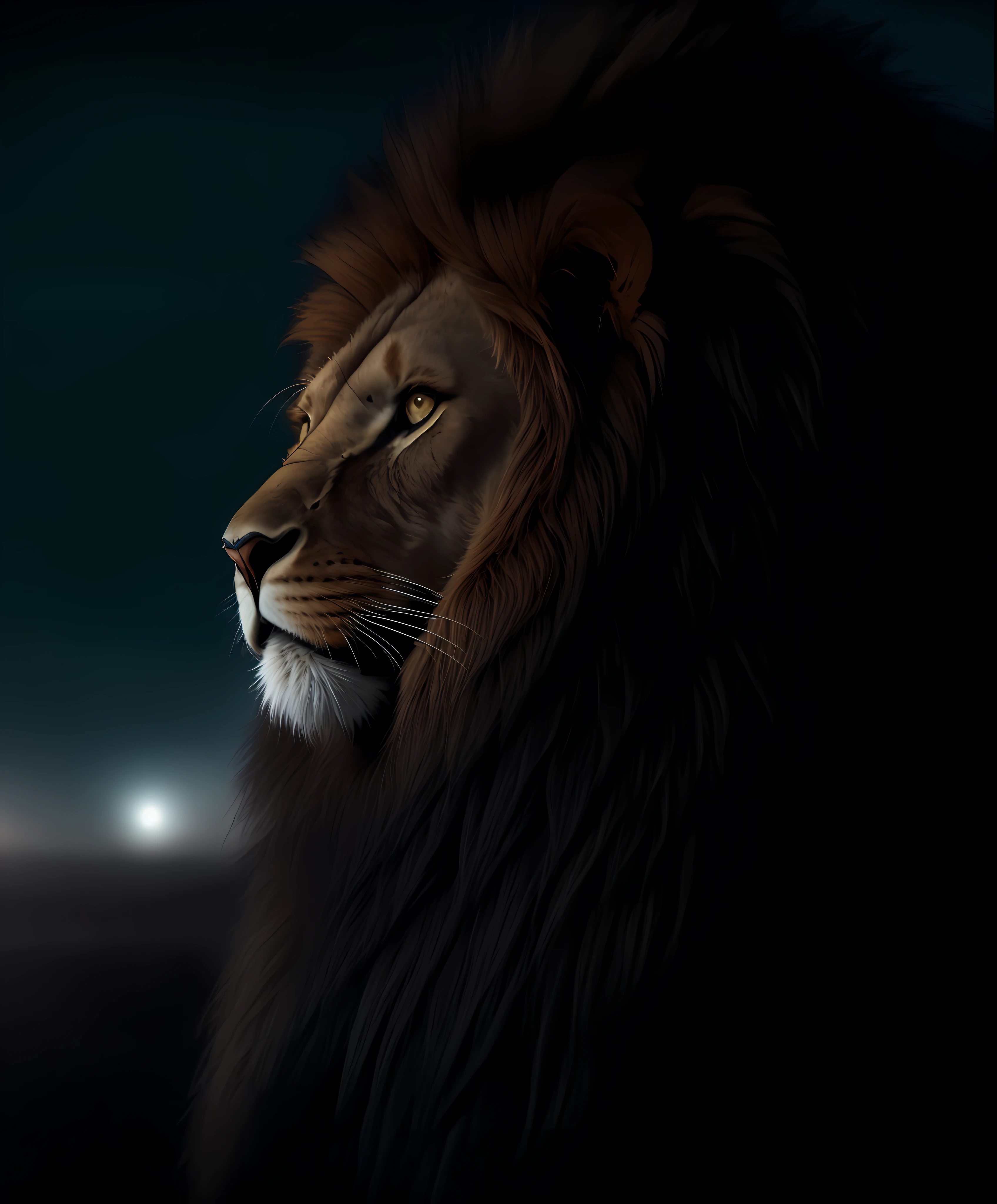 A lion, epic, hyper-detailed, cinematic, with crown and soft colors, foggy BG