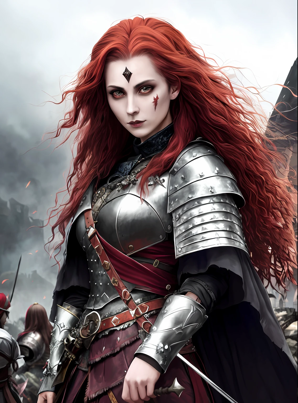 She was a knight who fought bravely for her kingdom, but was defeated and forgotten by time. Now, she is a skull who inhabits the ruins of the castle that was once her home, accompanied by the ghosts of her friends and enemies. She doesn't care about the shadows or the darkness, for she has already lost everything she had. She is a lonely and proud warrior who wields her spear to defend her legacy. She has as enemies the monsters that prowl the ruins, and the looters who seek hidden treasures. She is the last survivor of her order, and no one can take away her honor.