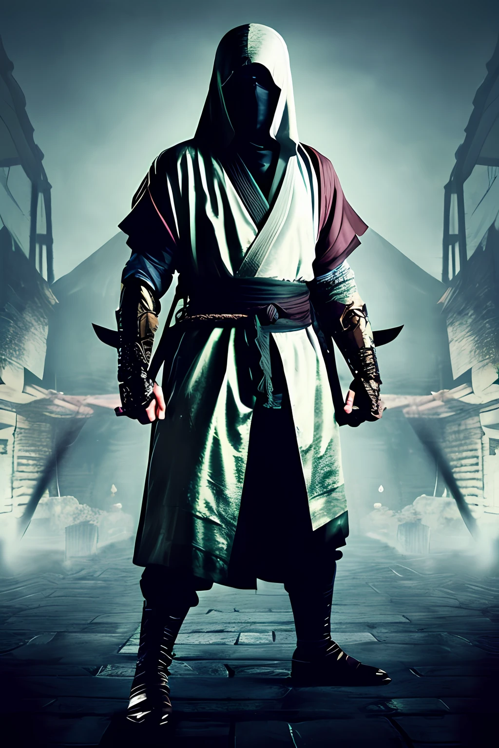 He was a ninja who served a feudal lord, but was murdered by a rival. Now, he is a ghost who hides in the shadows and darkness, seeking revenge. He is not afraid of anything, for he is already dead. He is an invisible and ruthless assassin, who uses his kunais and shurikens to eliminate his targets. He has as allies the spirits of darkness, and the nocturnal animals. He is the specter of the night, and no one can escape his fury.