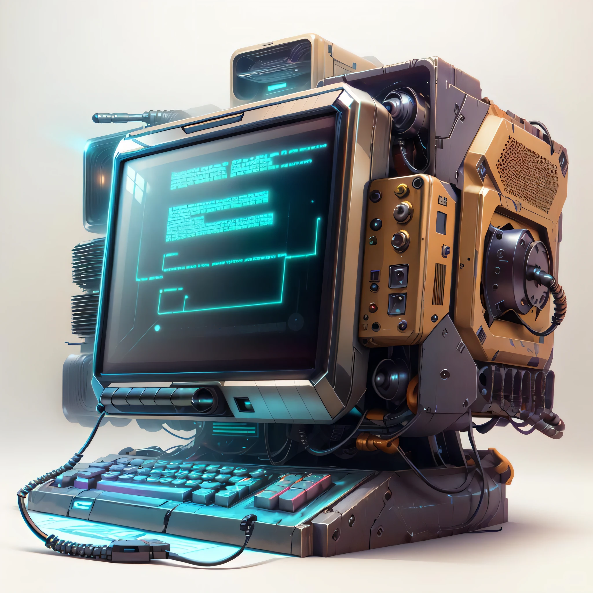 concept art RetroFuturismAI computer wall
