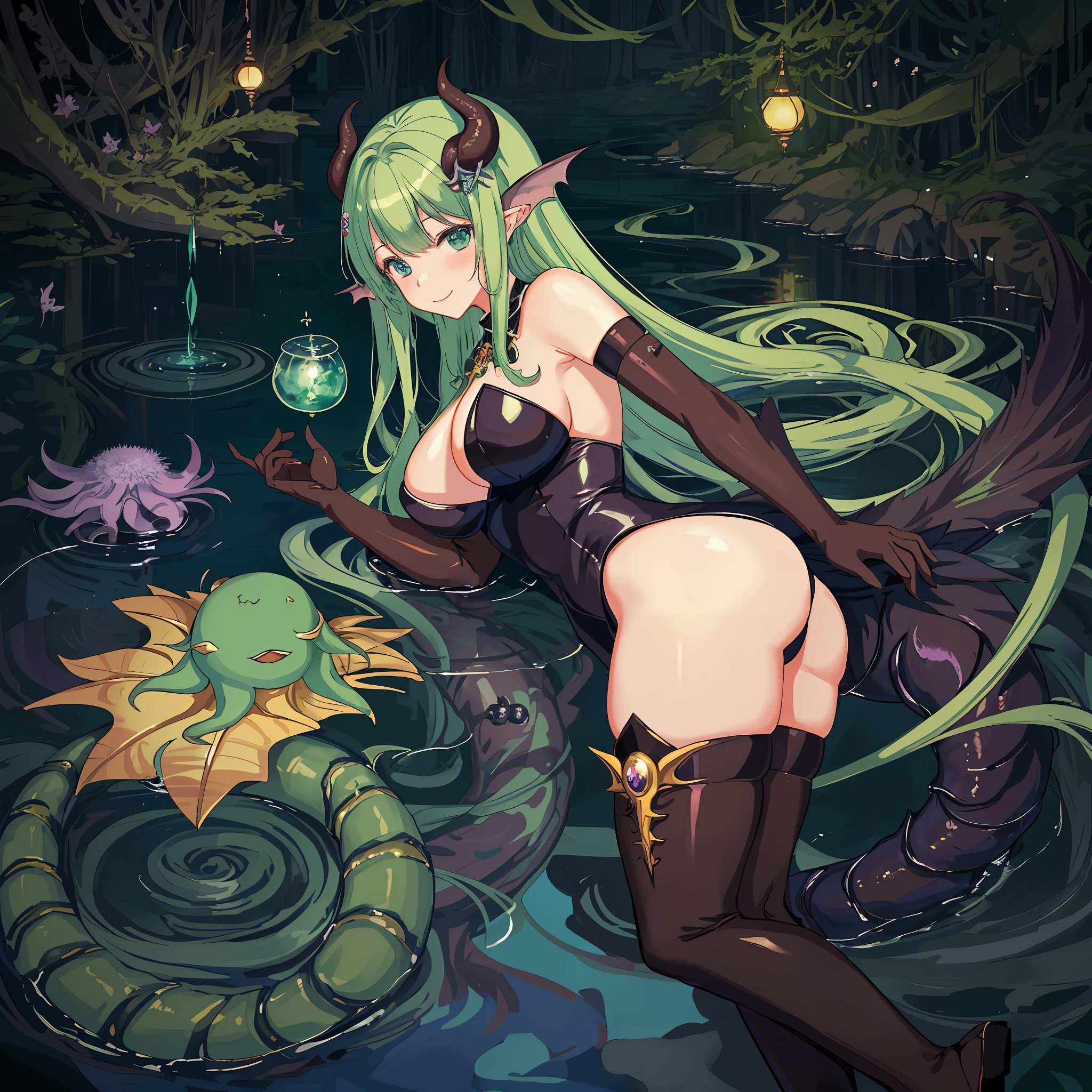Anime girl with very big breasts and very big ass, full body Xianxia, small curvy , upper body, big, big ass, ((thighhigh)),((solo))、((sea)))、,curvy,(thighhigh),(((succubus))、(smile), pixiv3dcg,, negative, pixib, ecchi, Otporro Potion, Full Body Commission Four, Top Rated on pixiv, Ecchi Anime Style, Seductive Anime Girl, pixiv, Very Strange Looking Creature with Long Tail, Humanoid Thistle Monster, Tentacle Beast, Detailed Mau, Tentacle Monster, Pathfinder, Lovecraft Creature, D&D Creature, Niall Rathotep, Gorgeous tentacles growing around, alien flora and fauna, elder thing, crazy details, full color illustrations, azathoth