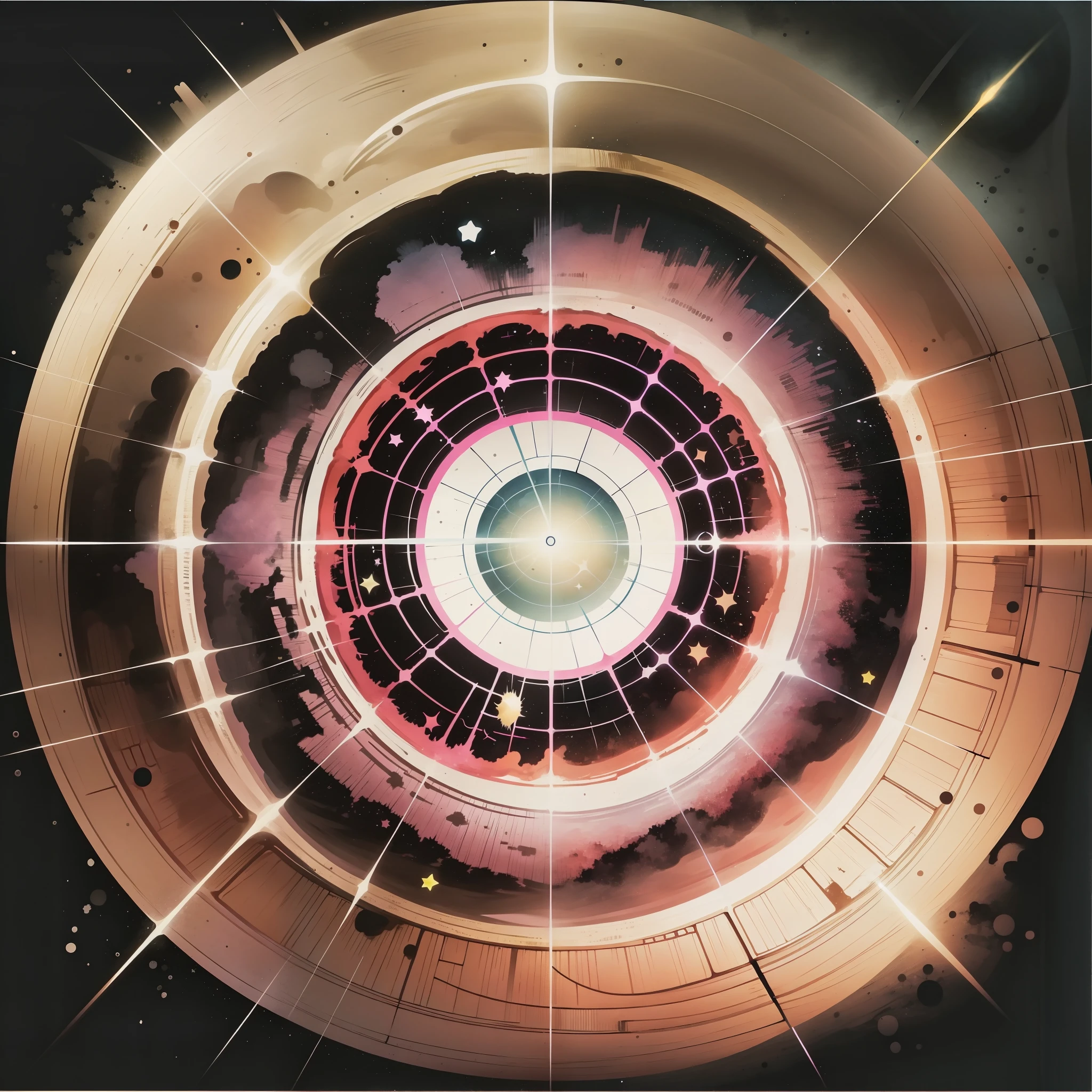 Principle of the universe and times; darkness, stars, explosion, light, electricity, energy, cosmic energy, bright light, stars and stars