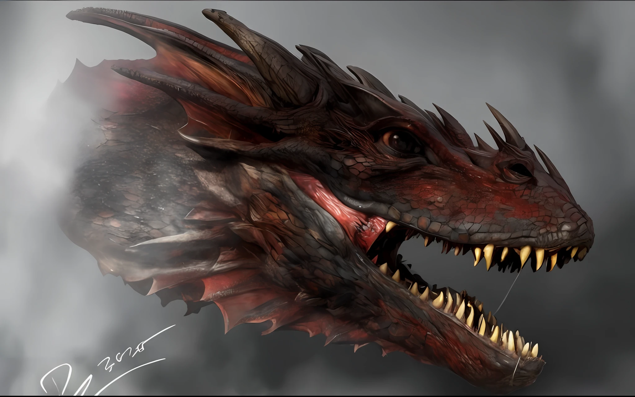 a close up of a dragon with its mouth open and its teeth wide open, drogon, smaug, weta workshop concept art, dragon mouth, dragon head, jormungandr, dragon, chinese dragon concept art, dragon face, dragon art, by Adam Marczyński, sleek dragon head, dragon with scars, dragon head!, game of throne art