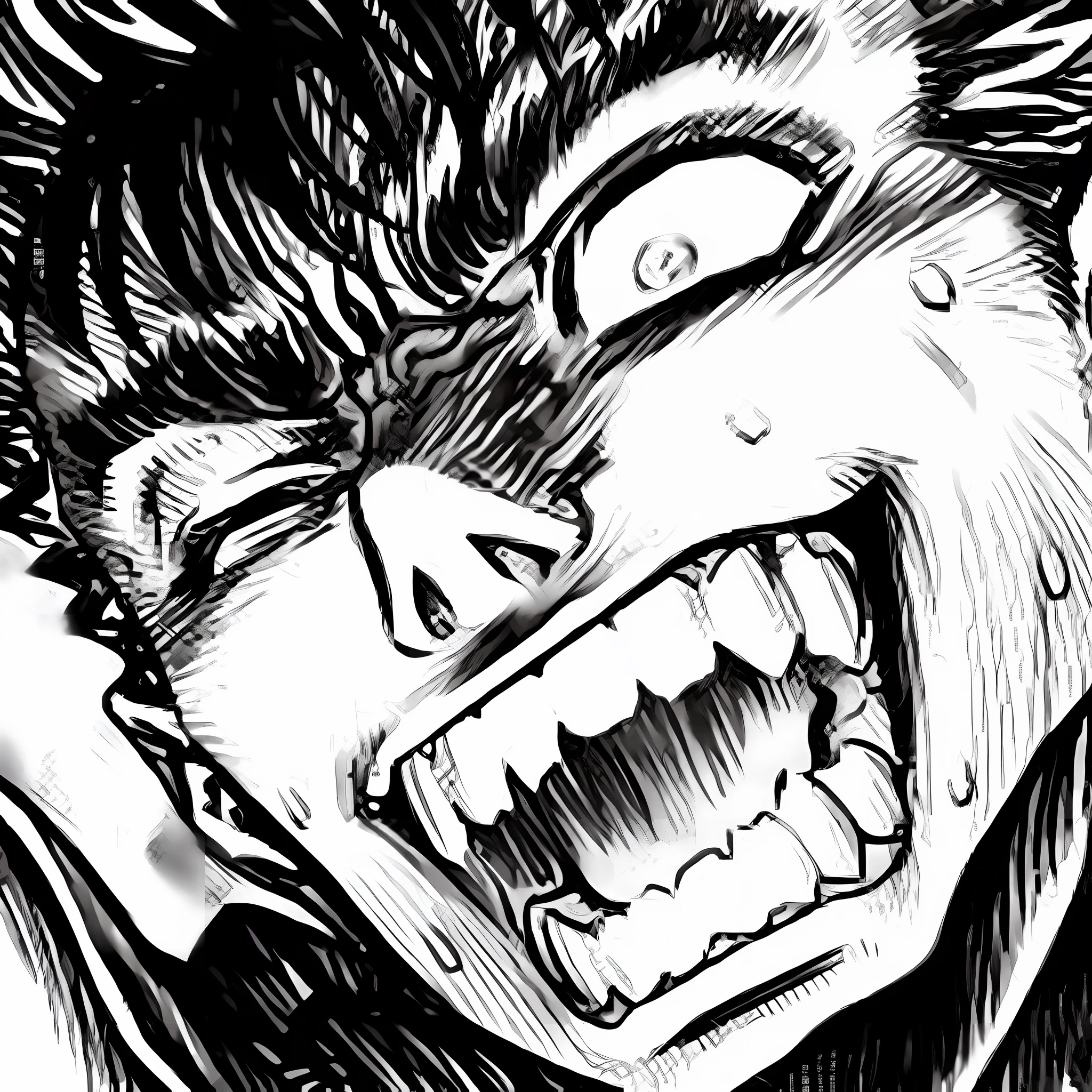 a drawing of a man with a bat on his head, in berserk manga, berserk manga, guts berserk, berserk style, portrait of guts from berserk, guts from berserk, berserk art style, berserk guts, baki style, baki, from berserk, baki the grappler, kentaro miura manga art style --auto --s2