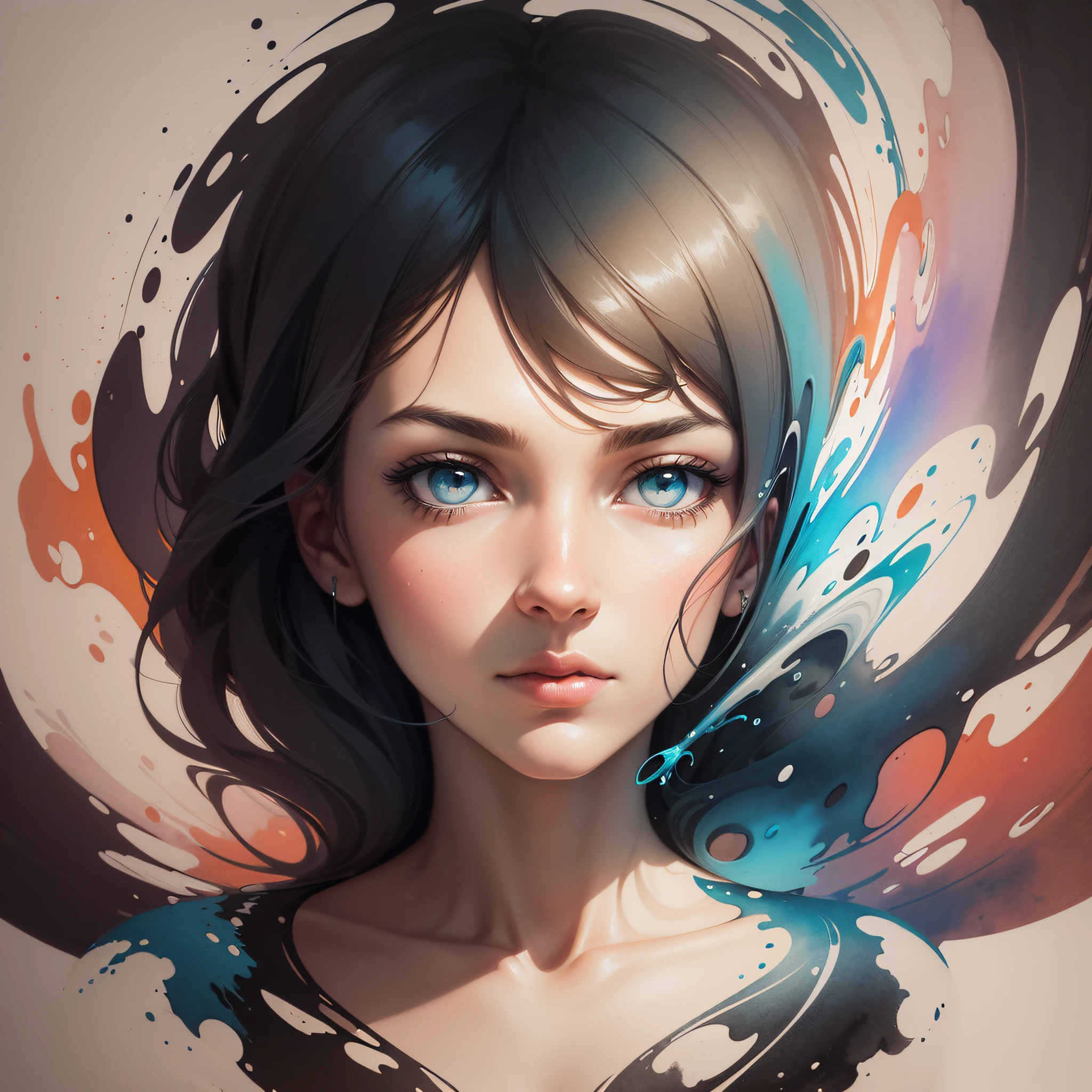 Create one (best quality), enhanced illustration, innovative stickman, fluid shapes, mysterious expression, abstract background, pencil and watercolor techniques, diffuse light, soft tone, dynamic perspective.sticmann thinking