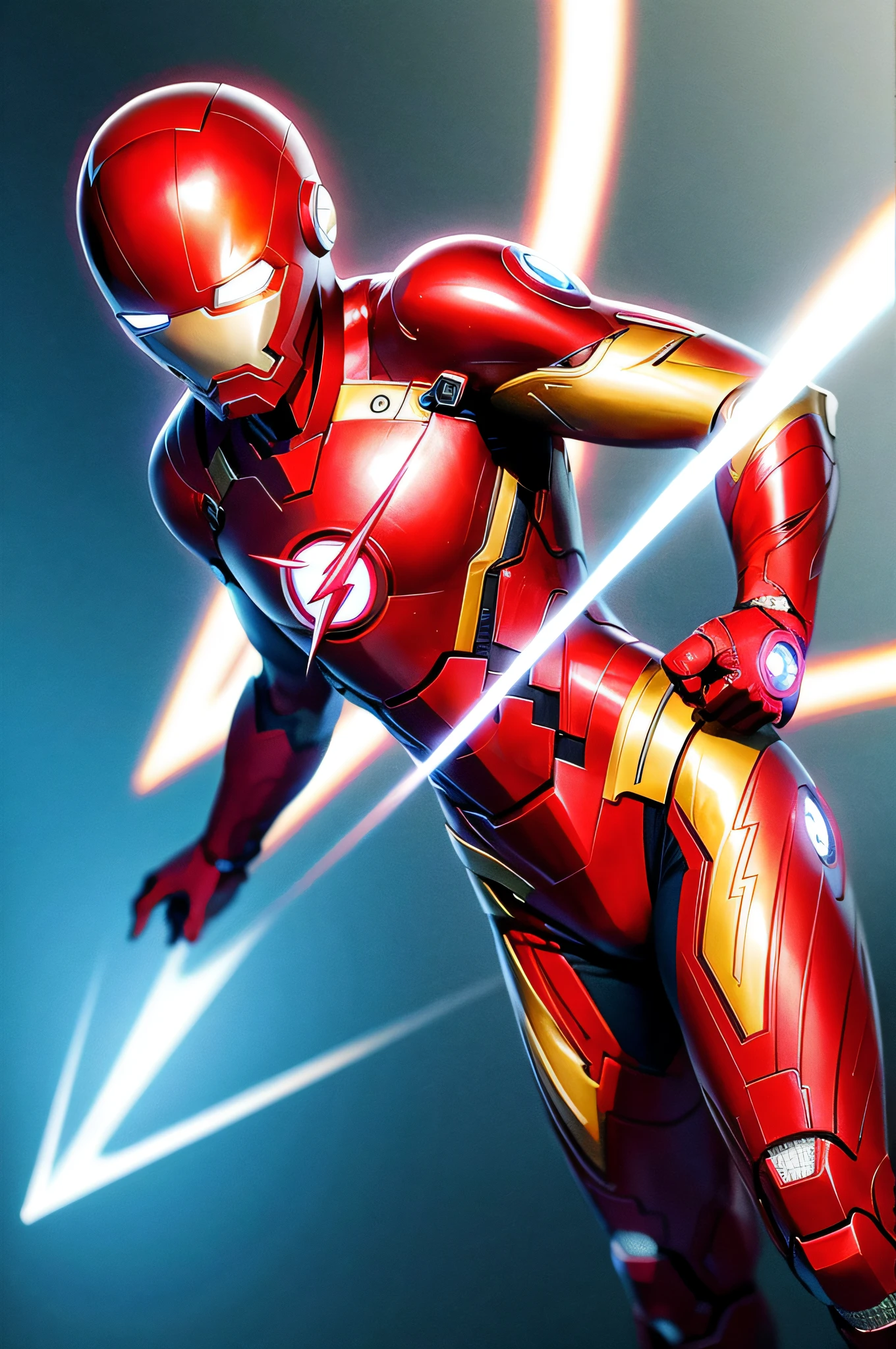 Flash as ironman, concept art, line art, 8k