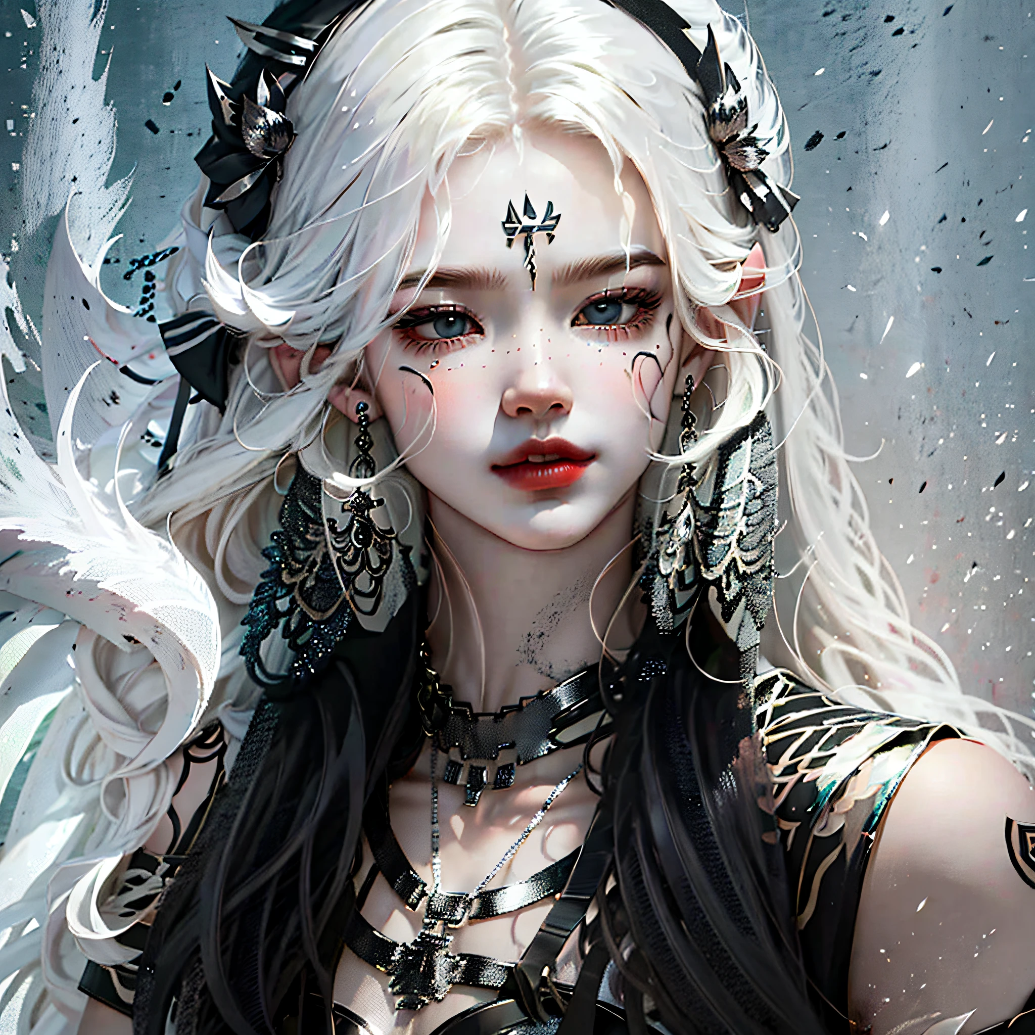 Long-haired boy, half face is angel, half face is devil, half hair is black, and general hair is white --auto --s2