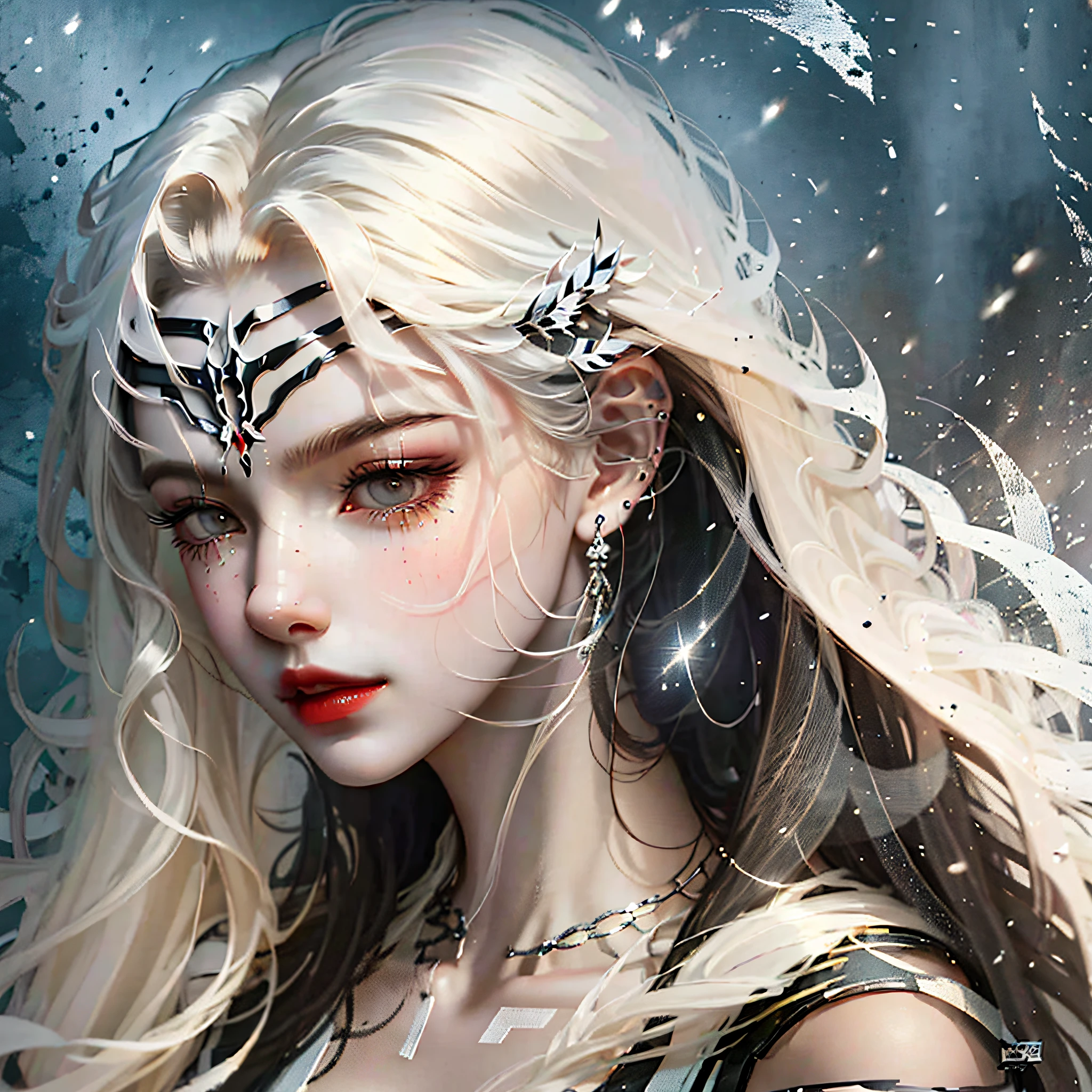 Long-haired boy, half face is angel, half face is devil, half hair is black, and general hair is white --auto --s2